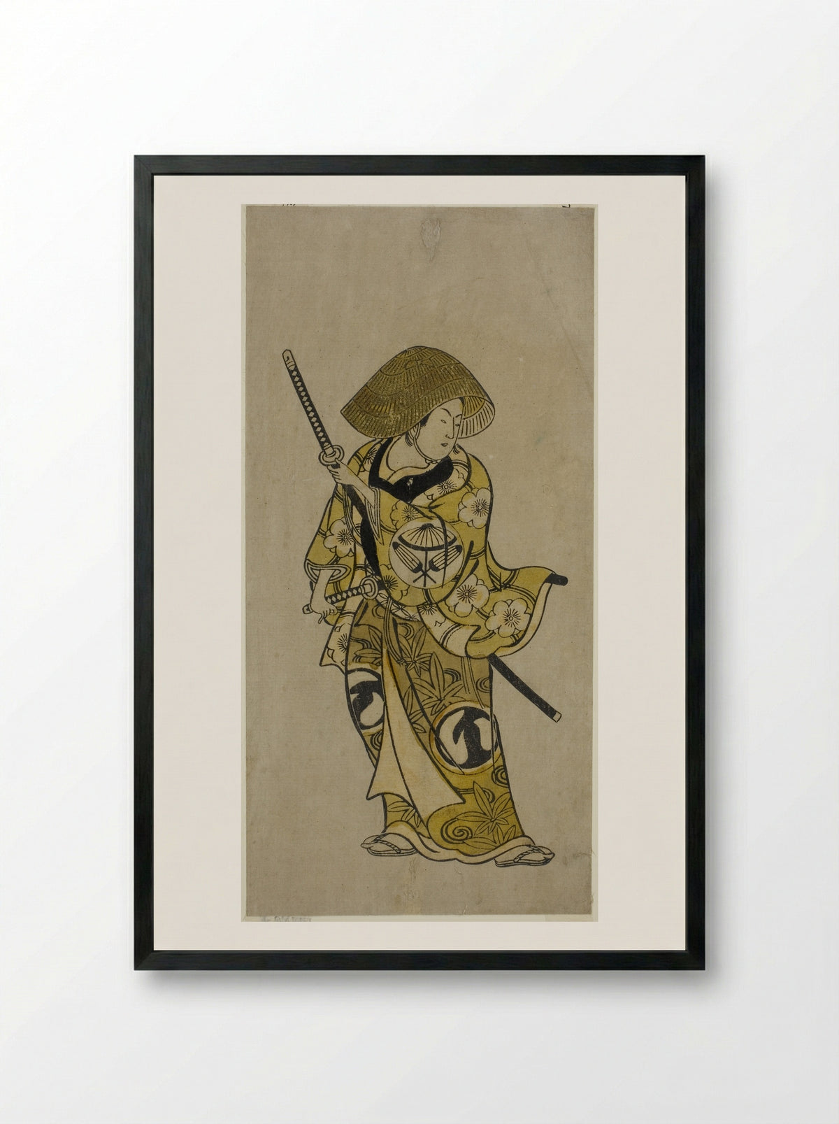 The actor Fujimura Handayu II as Nowake no Mae - Okumura Toshinobu - Framed Print Black