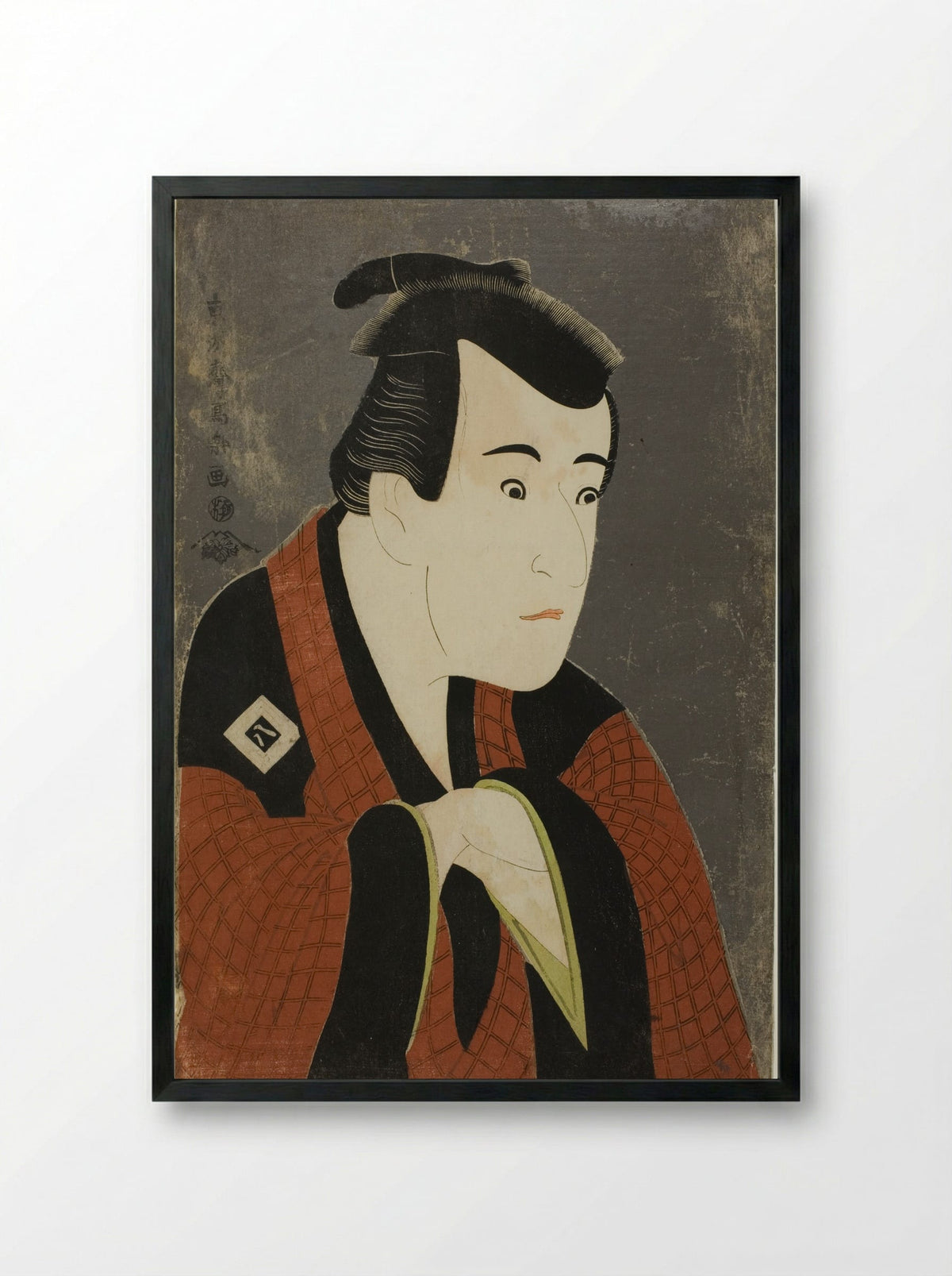 The actor Ichikawa Yaozo III as Tanabe Bunzo - Tōshūsai Sharaku - Framed Print Black