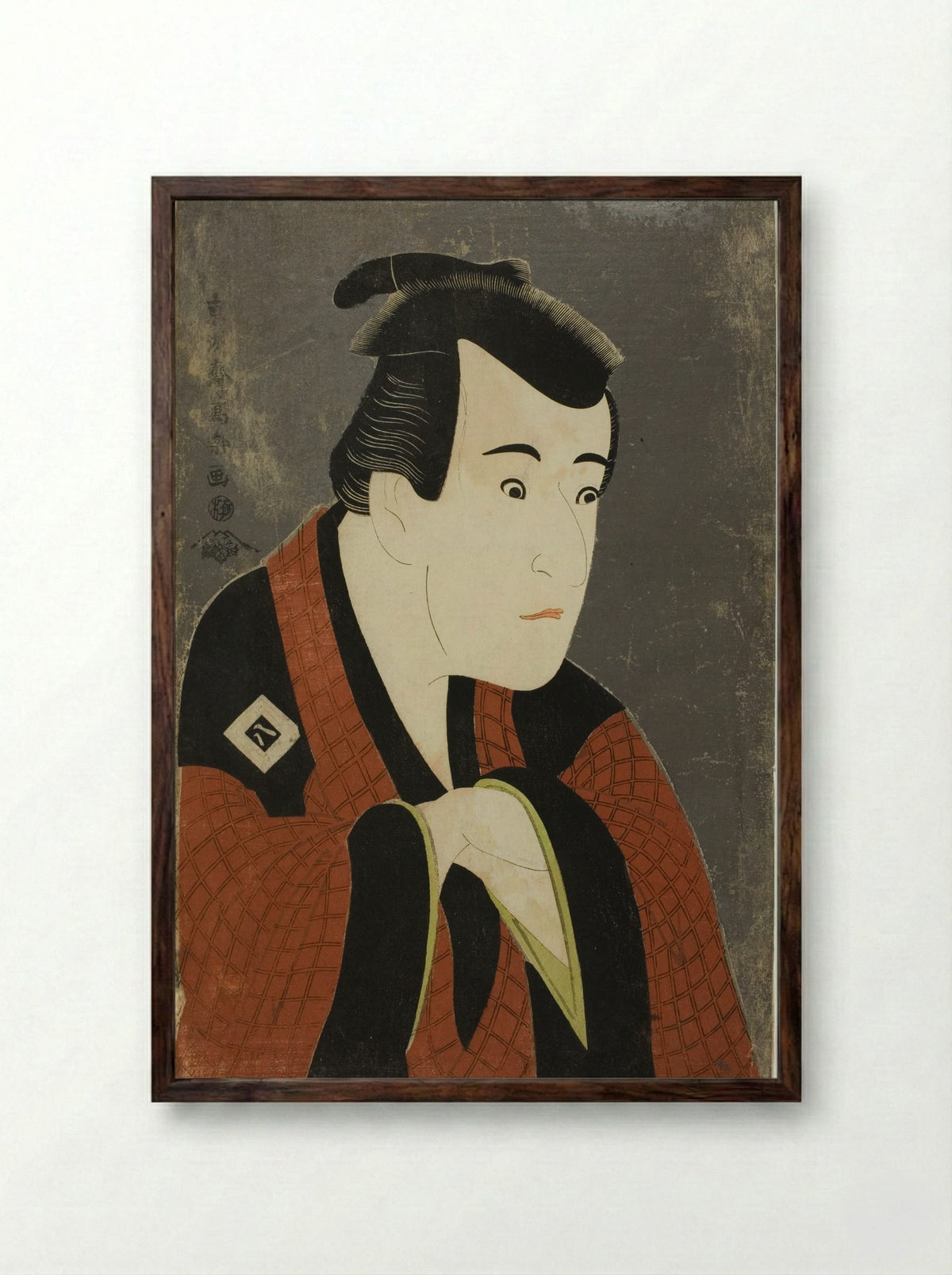 The actor Ichikawa Yaozo III as Tanabe Bunzo - Tōshūsai Sharaku - Framed Print Dark Wood
