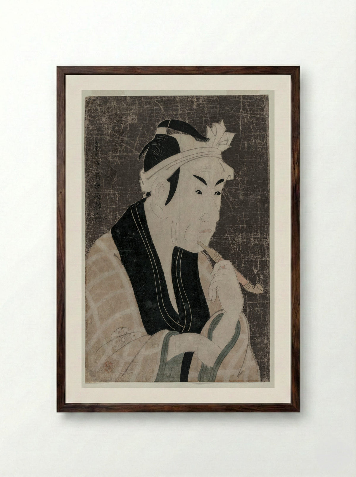 The actor Matsumoto Koshirō IV as Gorobē - Tōshūsai Sharaku - Framed Print Dark Wood