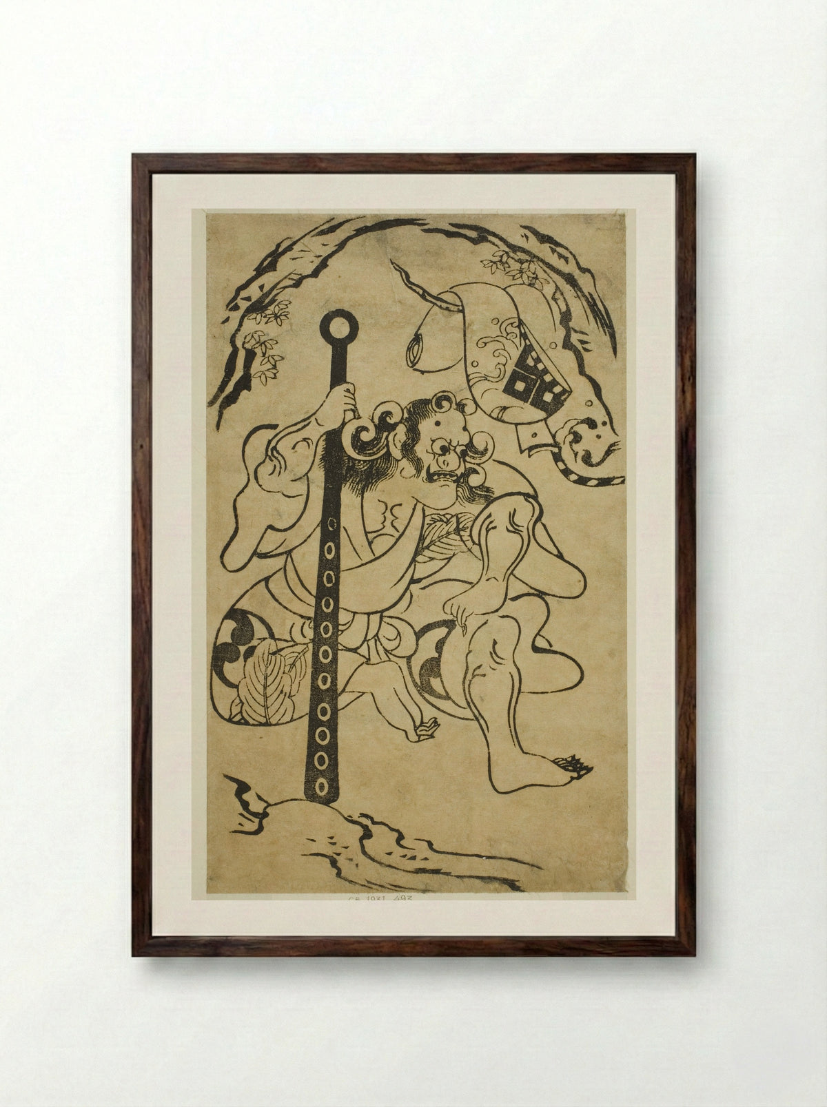 The actor Yamanaka Heikuro I as a demon - Torii Kiyonobu I - Framed Print Dark Wood