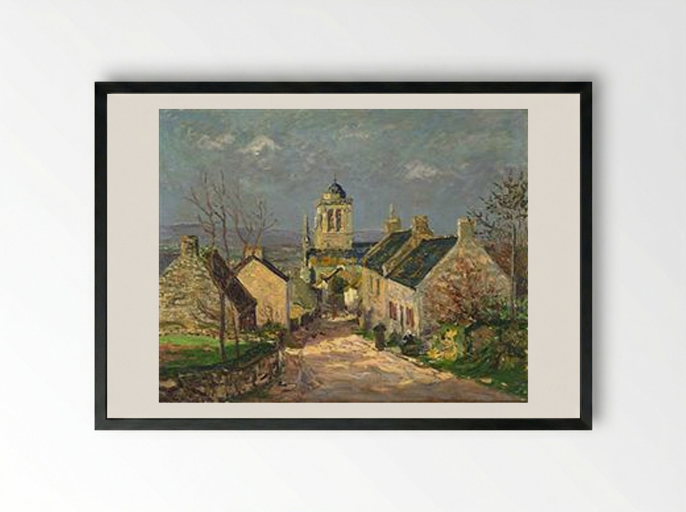 The descending street at Locronan - Maxime Maufra - Framed Print Black