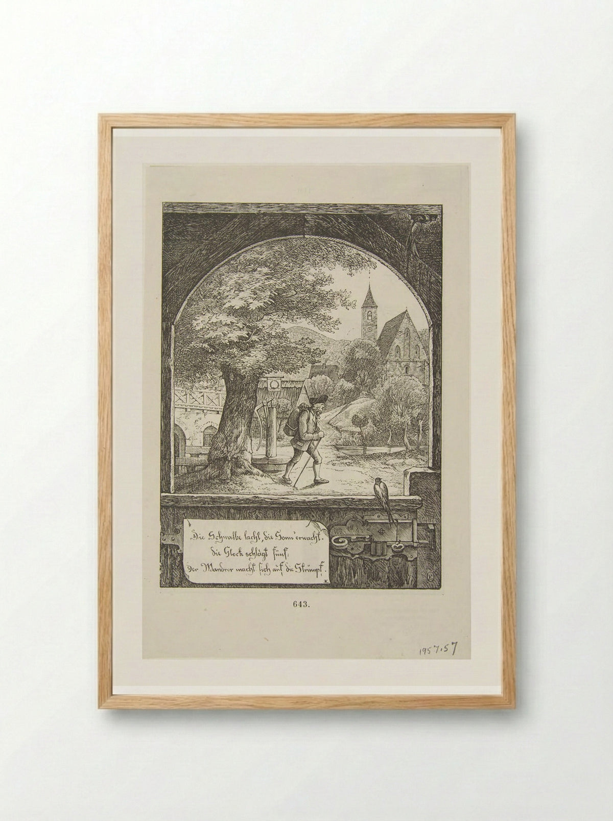 The swallow laughs, the sun awakes - Adrian Ludwig Richter - Framed Print Wood