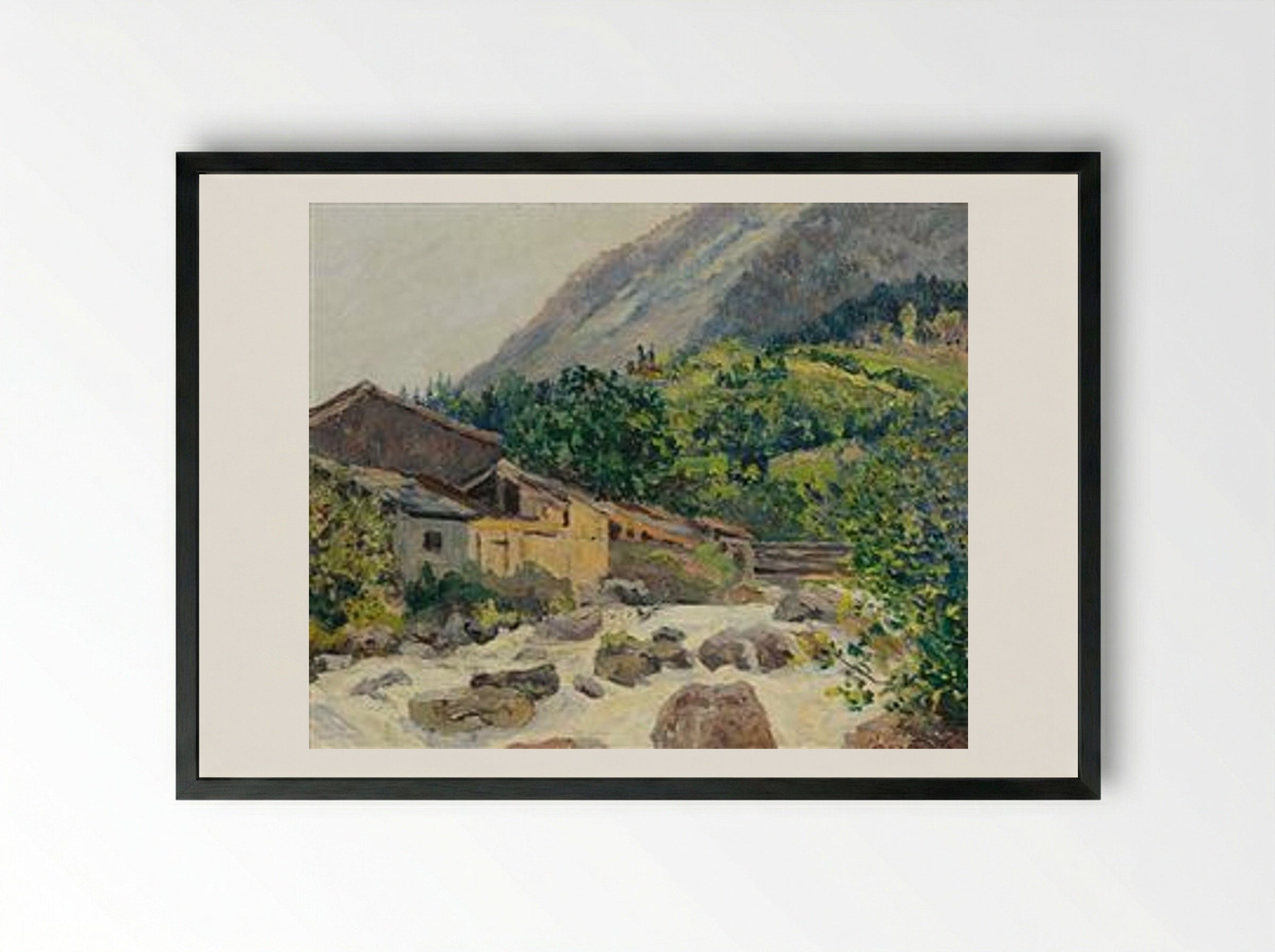 The village on the river, Bozel - Maxime Maufra - Framed Print Black