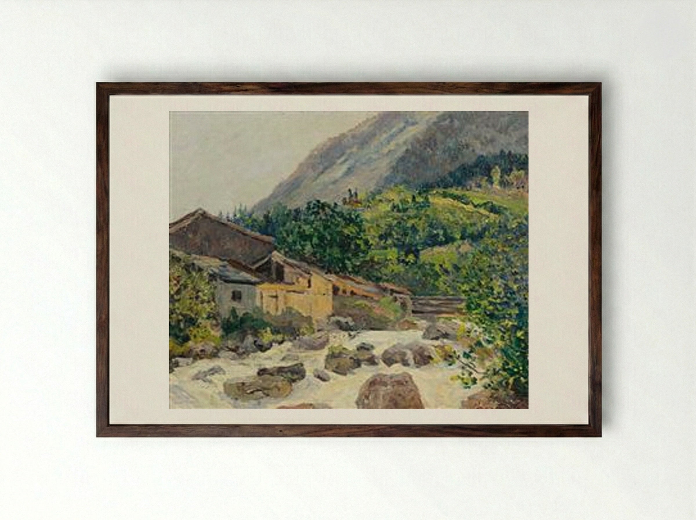 The village on the river, Bozel - Maxime Maufra - Framed Print Dark Wood