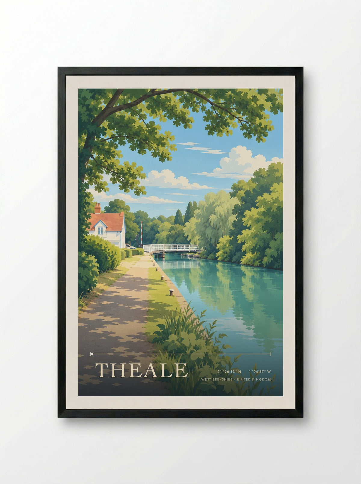 Theale, West Berkshire | Travel Poster - Framed Print Black