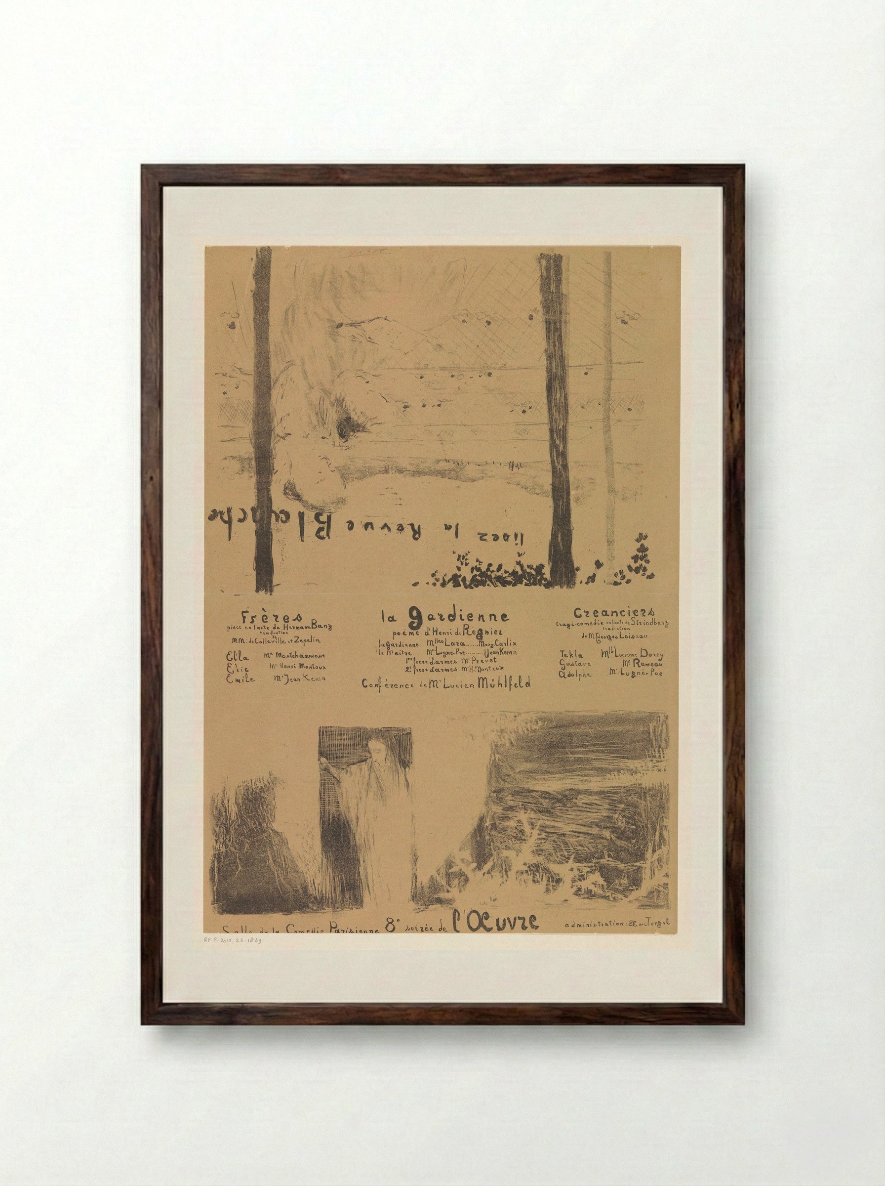 Theater Programme and Advertisement for La Revue Blanche - Édouard Vuillard - Framed Print Dark Wood