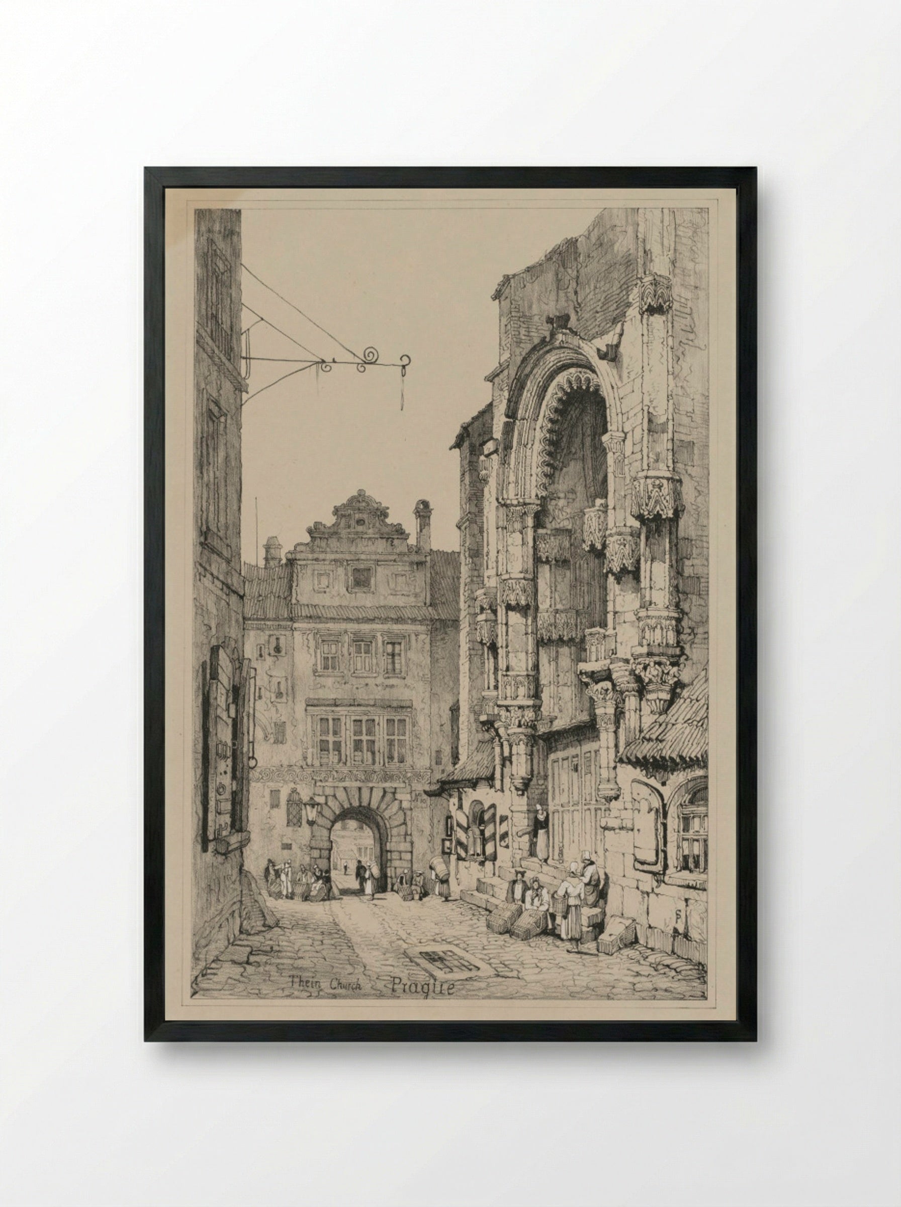 Thein Church, Prague - Samuel Prout - Framed Print Black