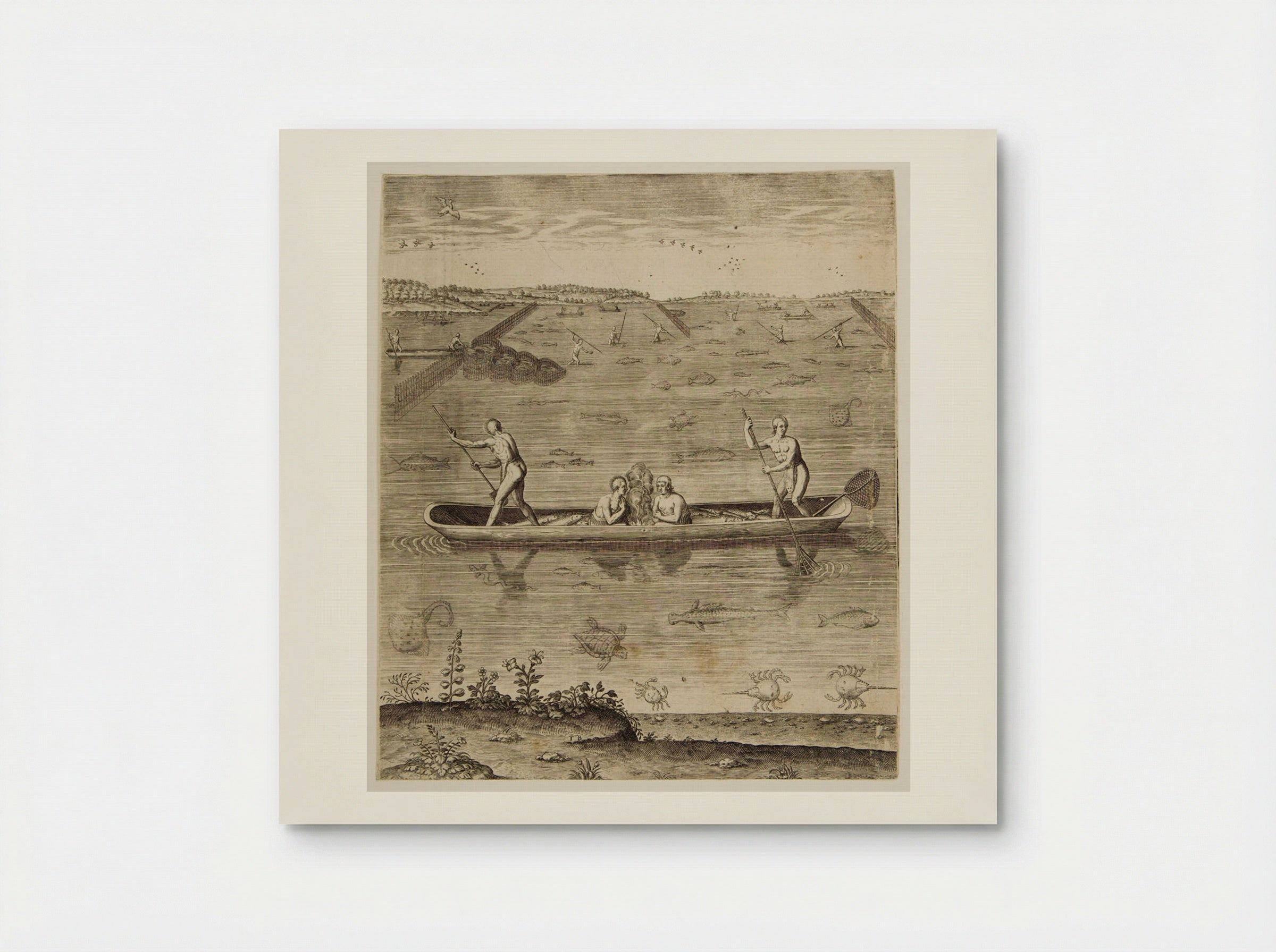 Their Manner of Fishing in Virginia - Theodor de Bry - Poster