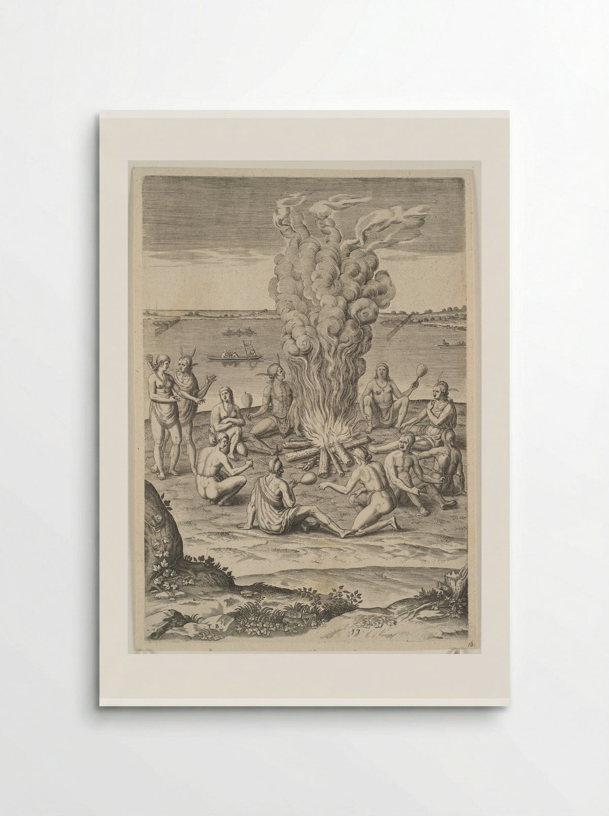 Their Manner of Praying with Rattles about the Fire - Theodor de Bry - Poster