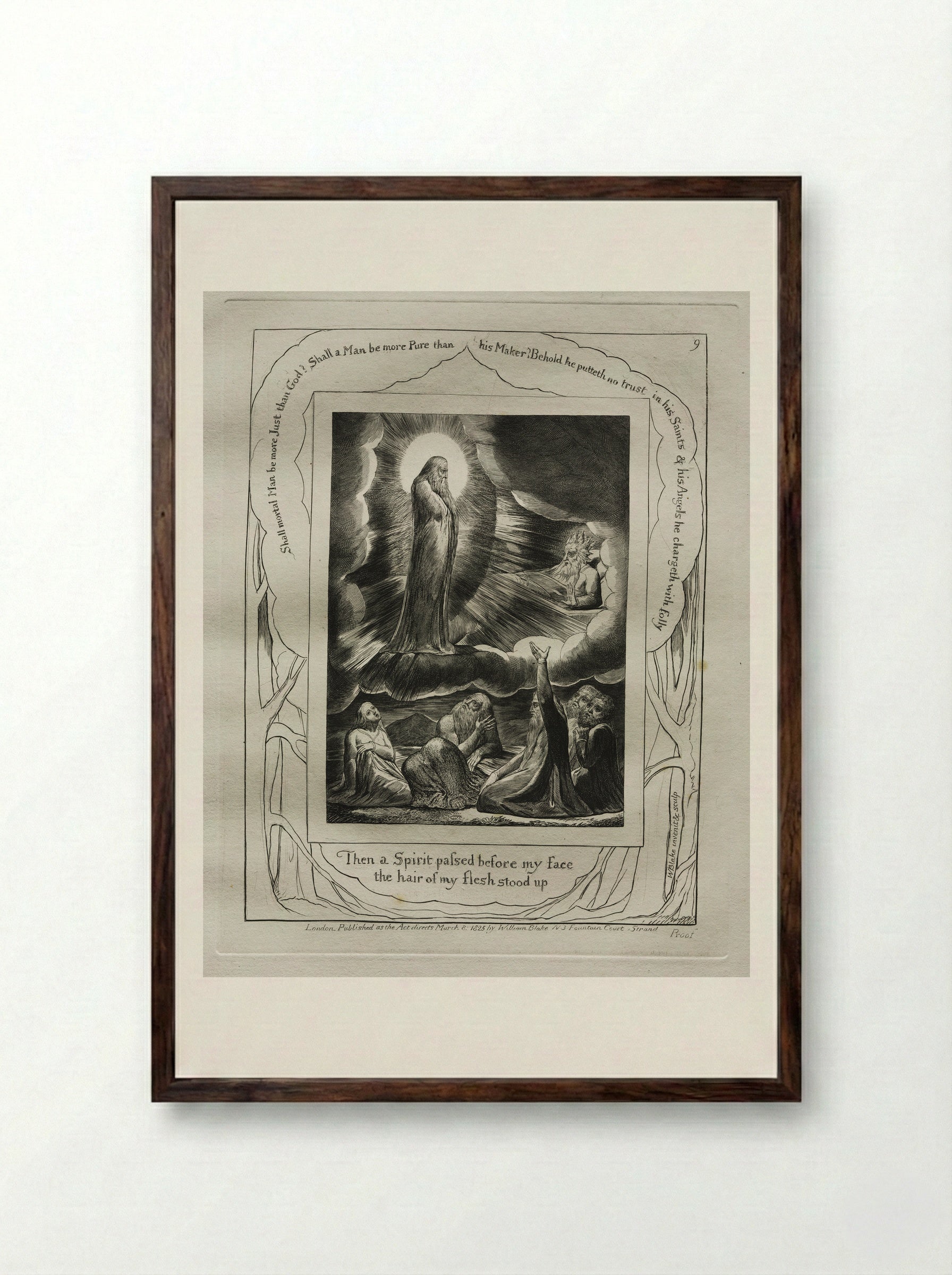 Then a Spirit Passed Before My Face - William Blake - Framed Print Dark Wood