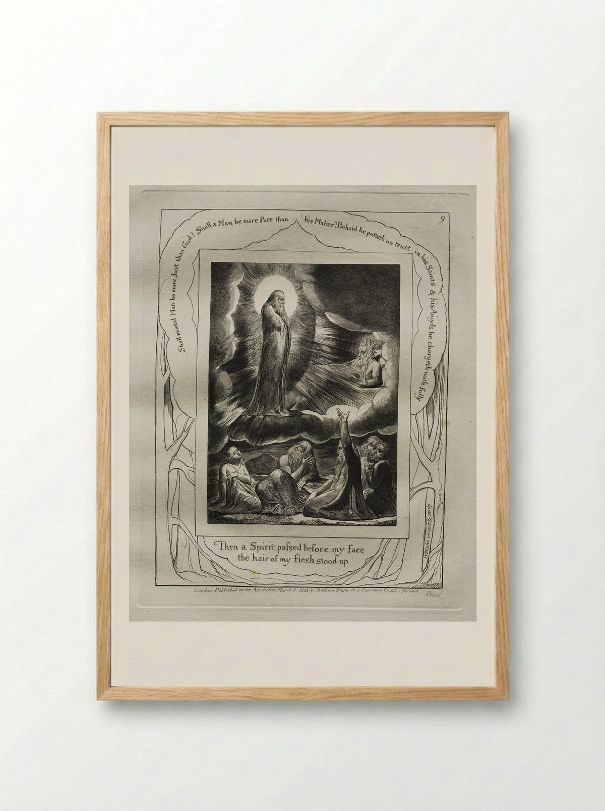 Then a Spirit Passed Before My Face - William Blake - Framed Print Wood