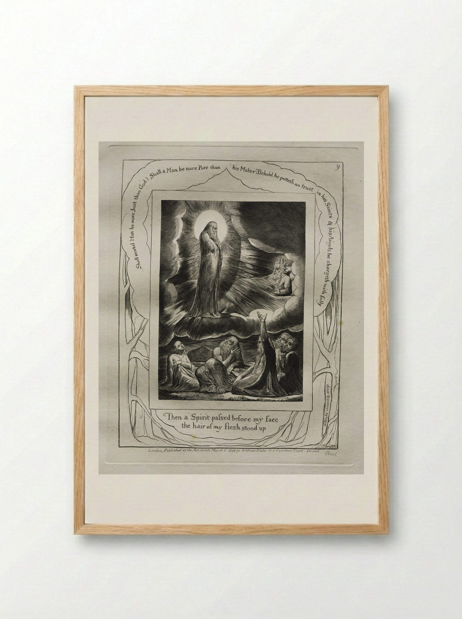 Then a Spirit Passed Before My Face - William Blake - Framed Print Wood