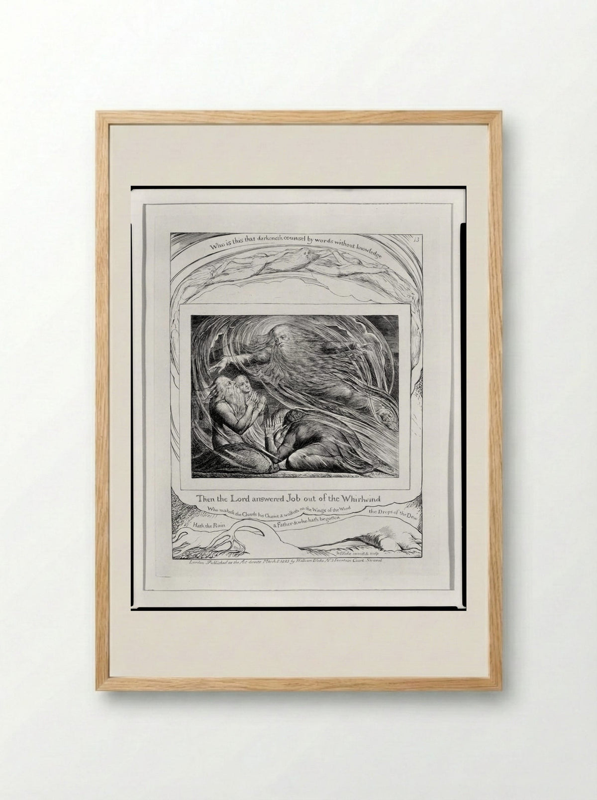 Then the Lord answered Job out of the whirlwind - William Blake - Framed Print Wood