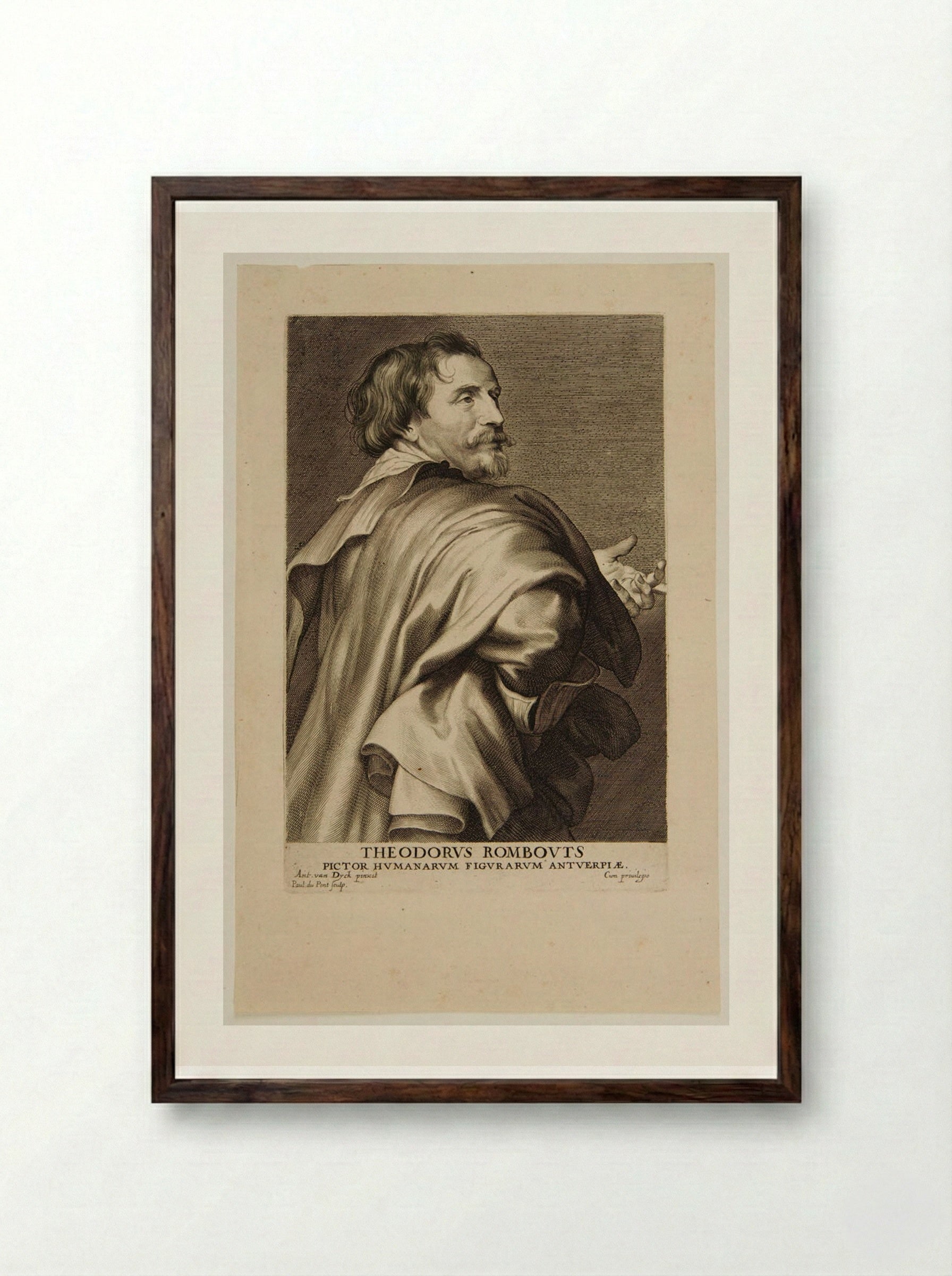 Theodor Rombouts - Paulus Pontius - Framed Print Dark Wood