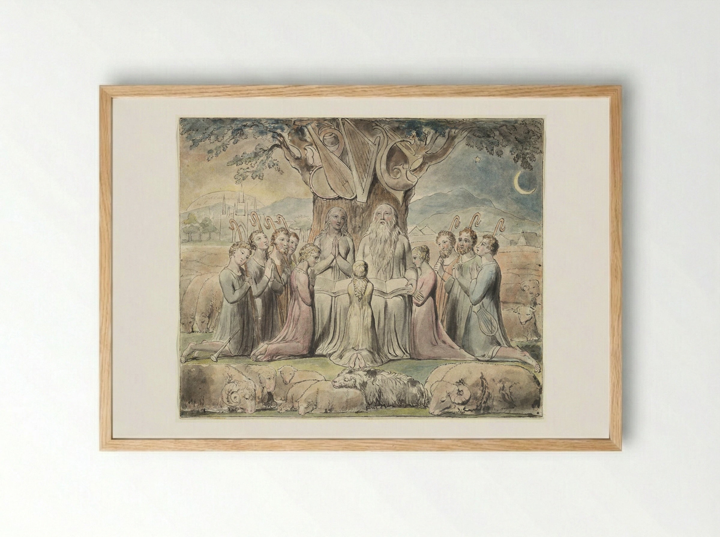 There Was a Man in the Land of Uz (The Book of Job) - William Blake - Framed Print Wood