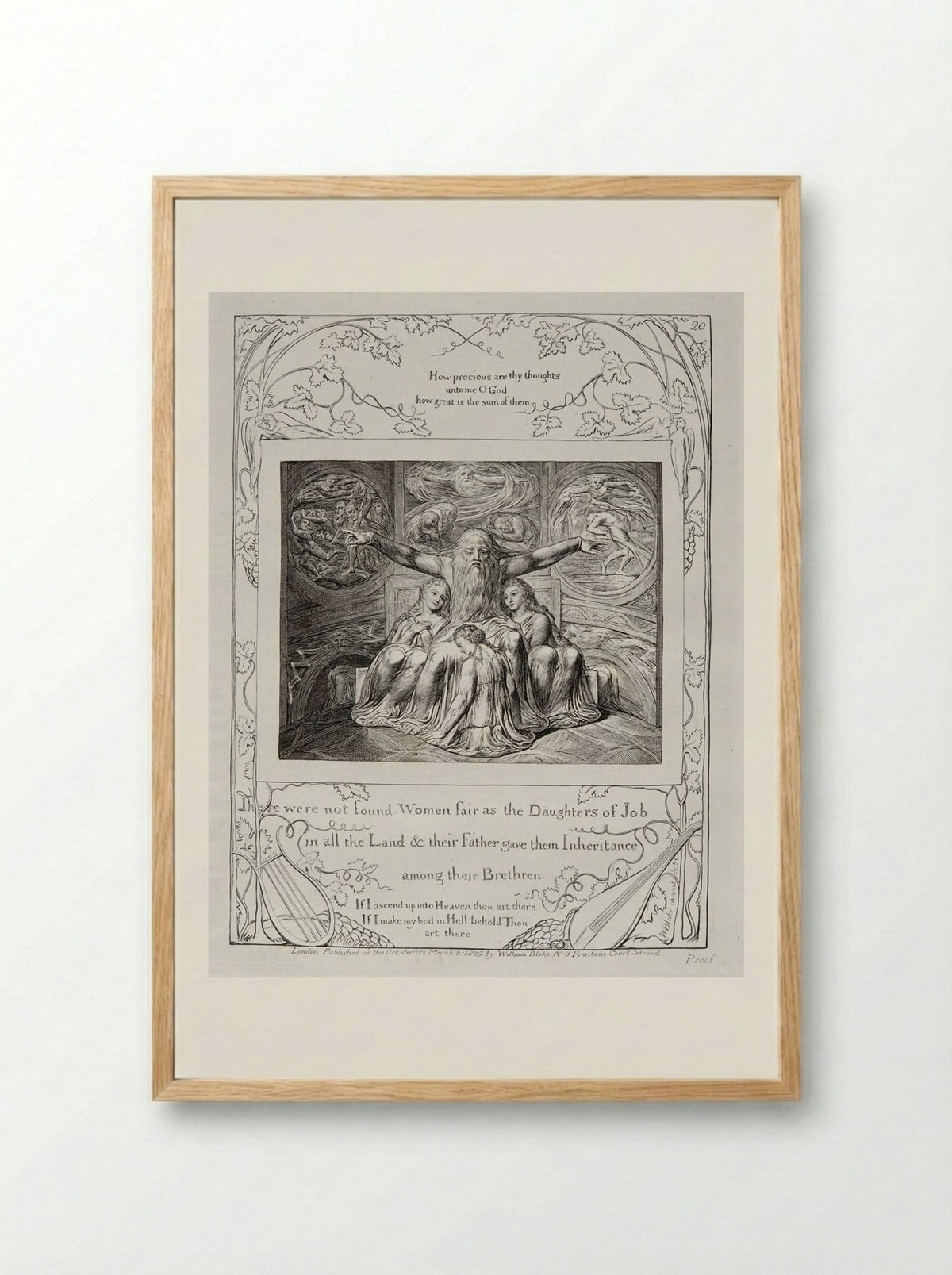 There were not found women fair as the daughters of Job - William Blake - Framed Print Wood