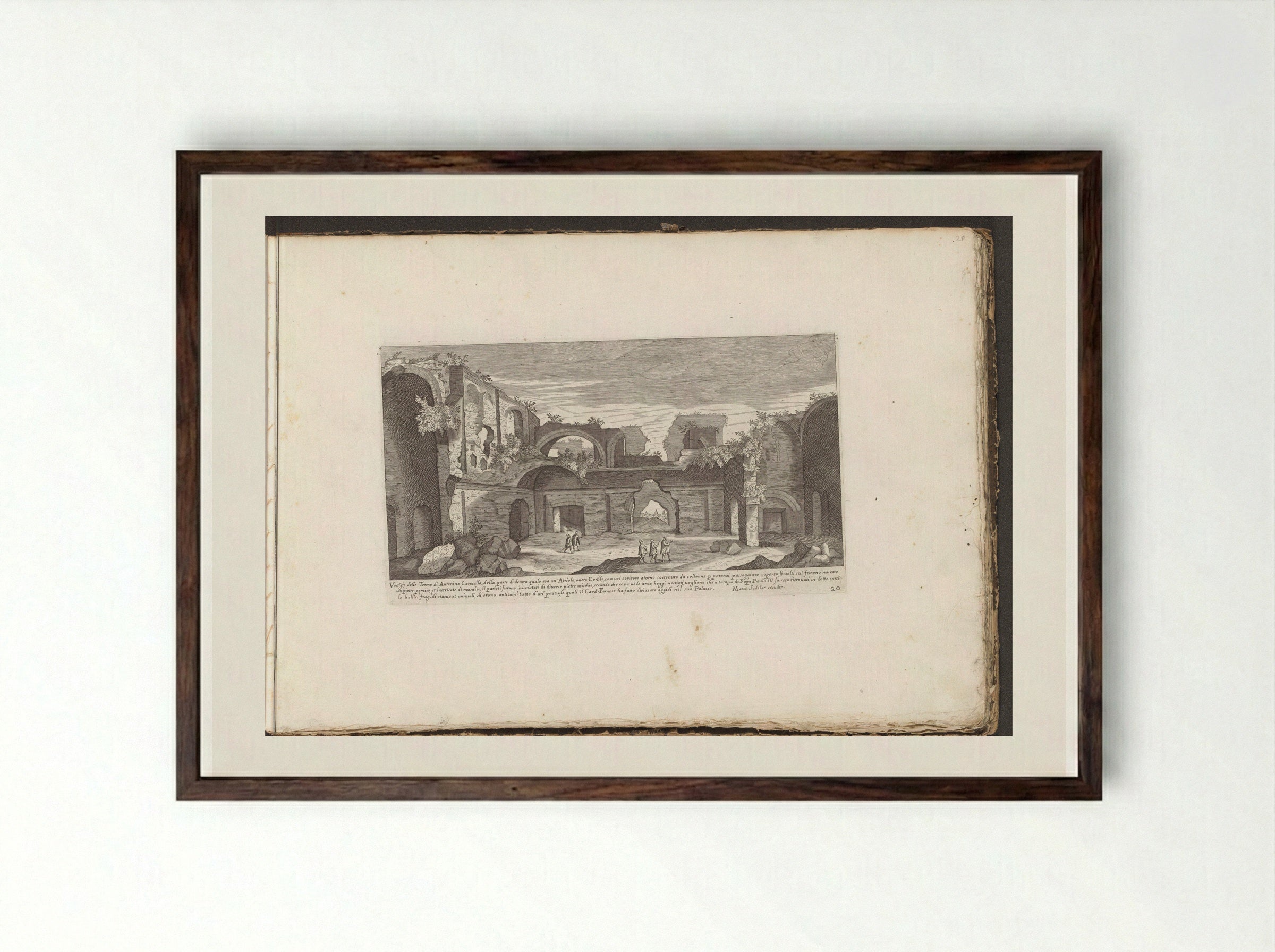 Thermen van Caracalla, van binnen - Giovanni Giacomo de' Rossi - Framed Print Dark Wood