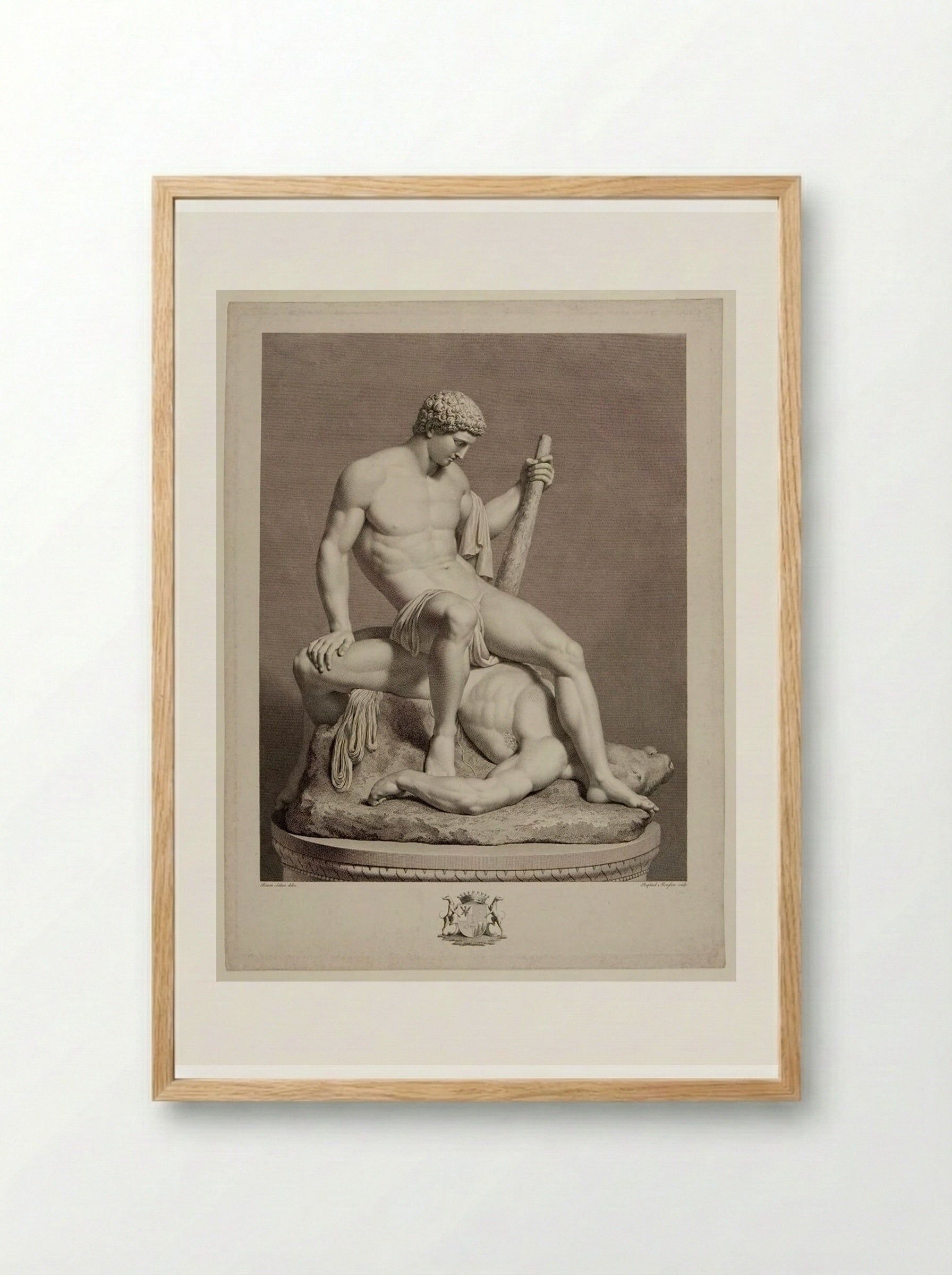 Theseus Seated on the Conquered Minotaur - Raphael Morghen - Framed Print Wood