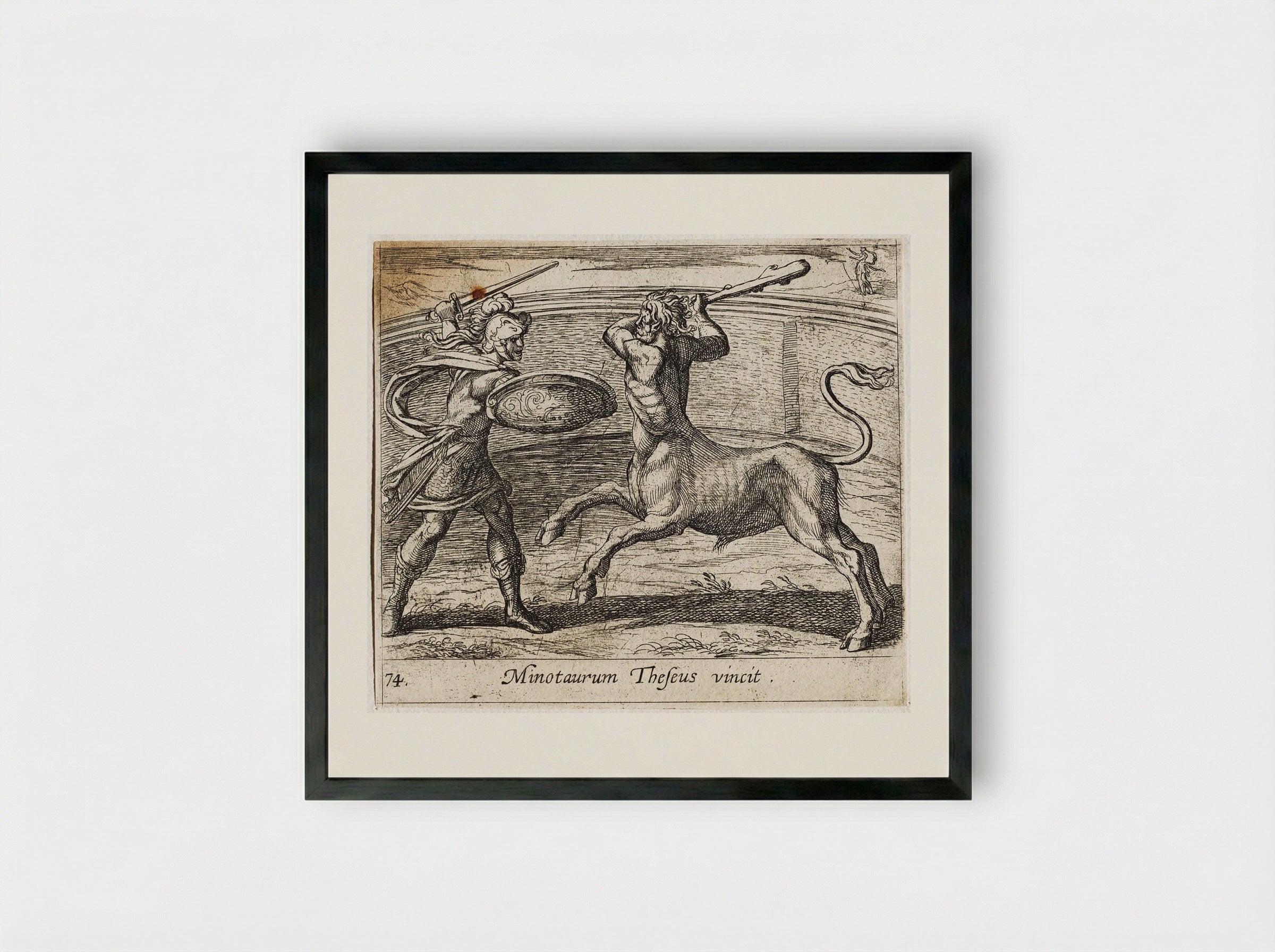 Theseus and the Minotaur - Antonio Tempesta - Framed Print Black