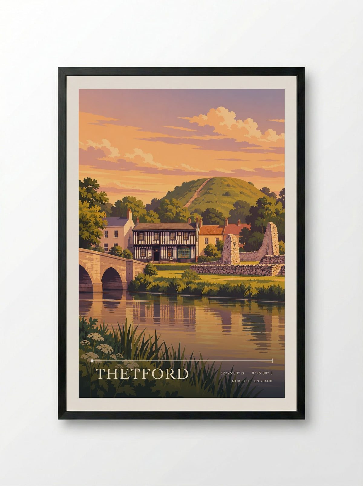 Thetford, Norfolk | Travel Poster - Framed Print Black