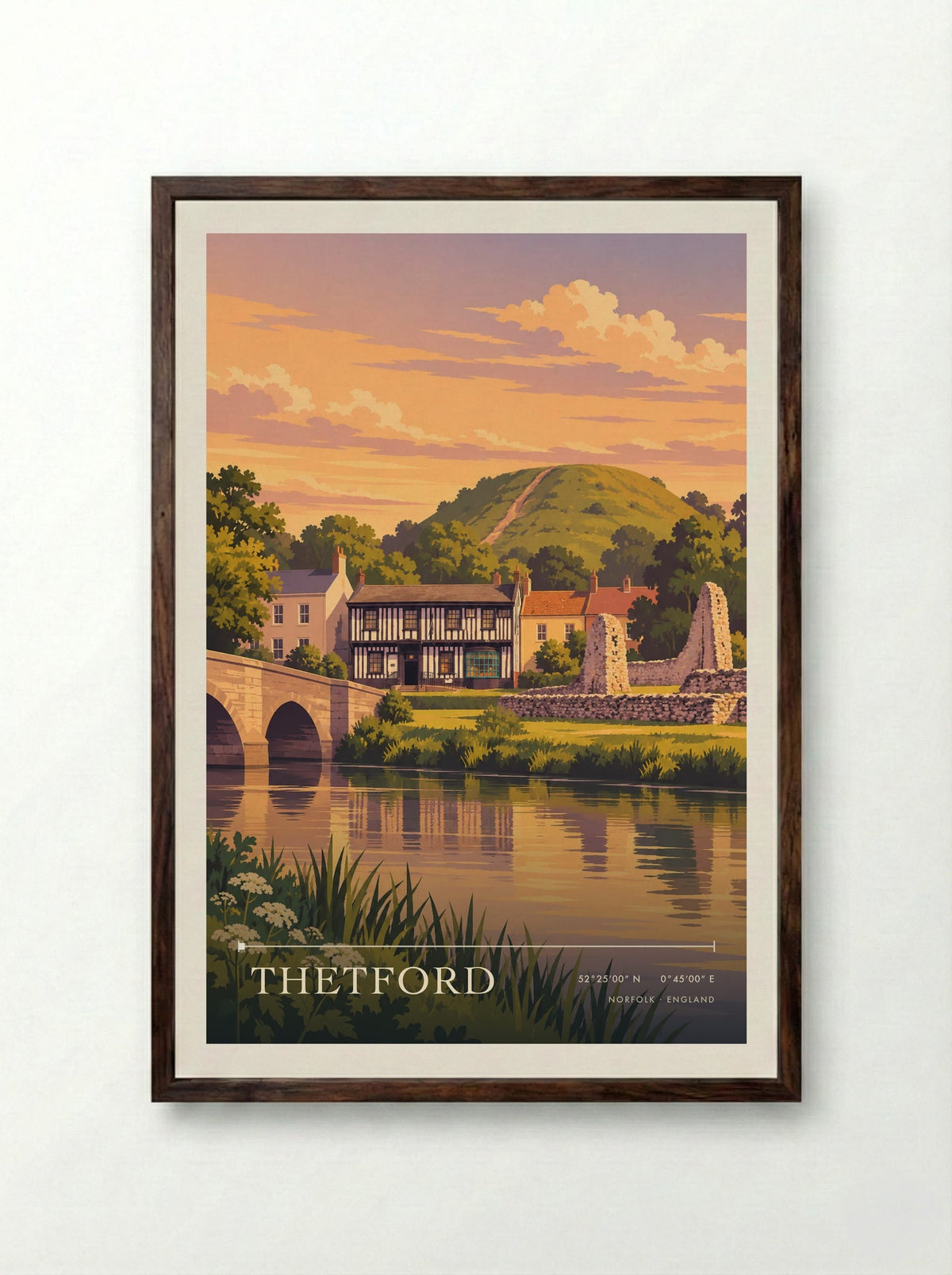 Thetford, Norfolk | Travel Poster - Framed Print Dark Wood