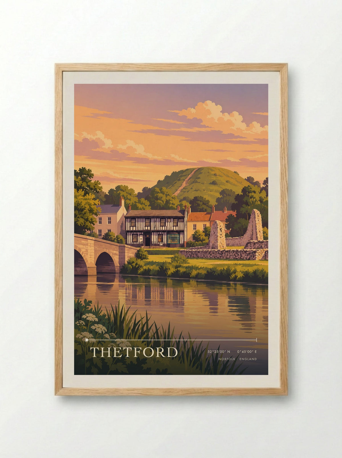 Thetford, Norfolk | Travel Poster - Framed Print Wood