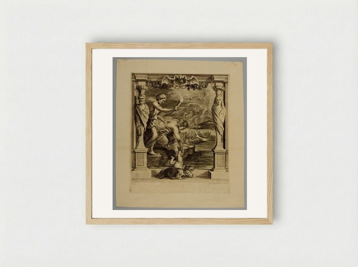 Thetis Plunging Achilles into the River Styx - Frans Ertinger - Framed Print Wood