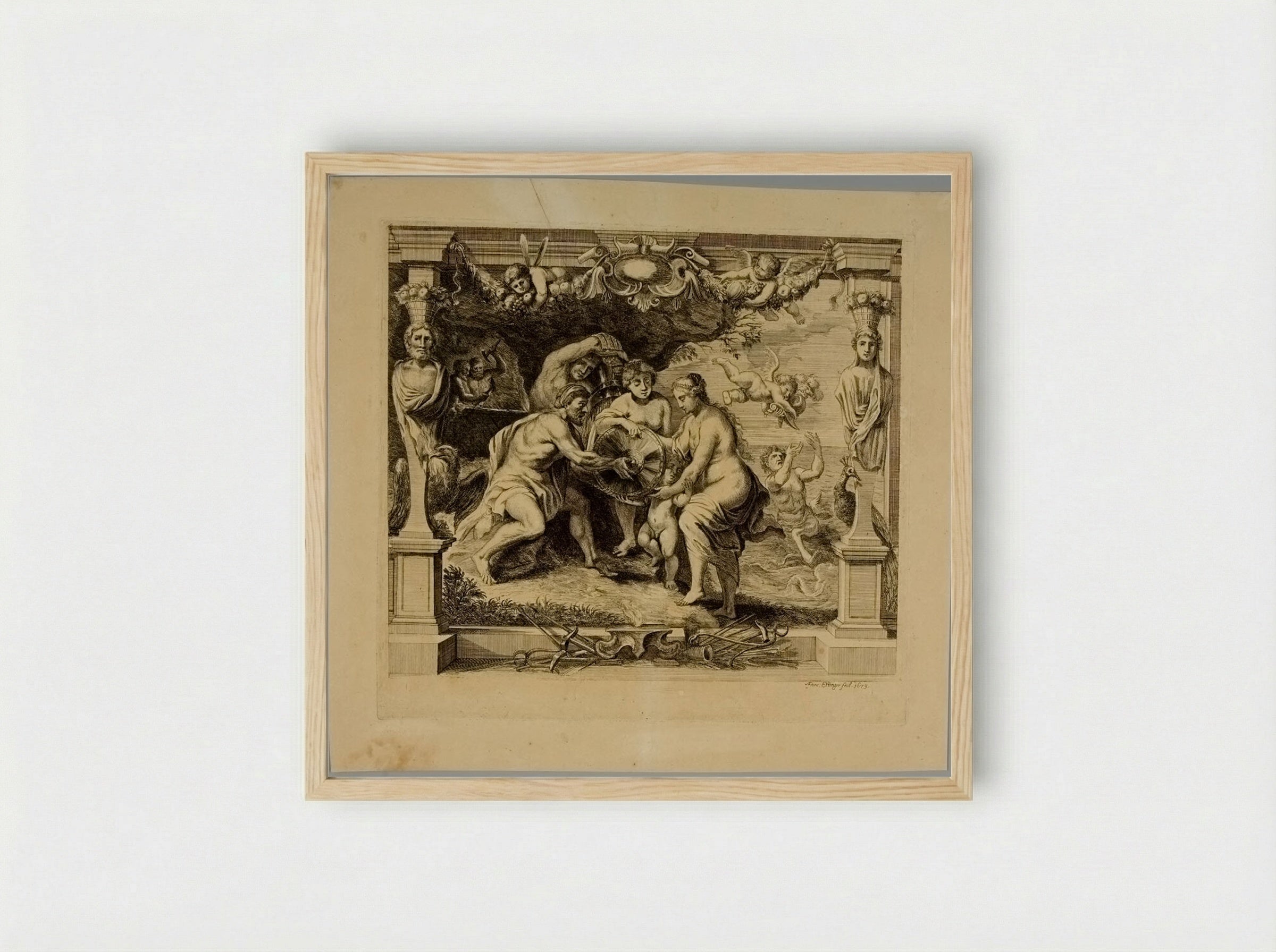 Thetis Receiving Arms from Vulcan for Achilles - Frans Ertinger - Framed Print Wood