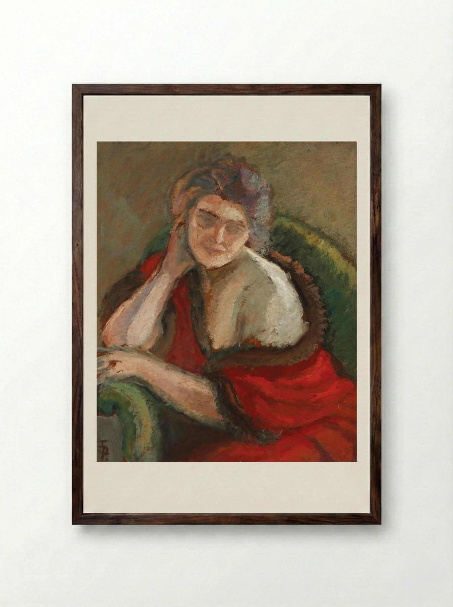Thinking Woman - Theodor Pallady - Framed Print Dark Wood