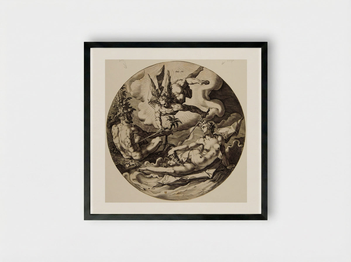 Third Day: The Separation of Land and Sea - Jan Harmensz. Muller - Framed Print Black