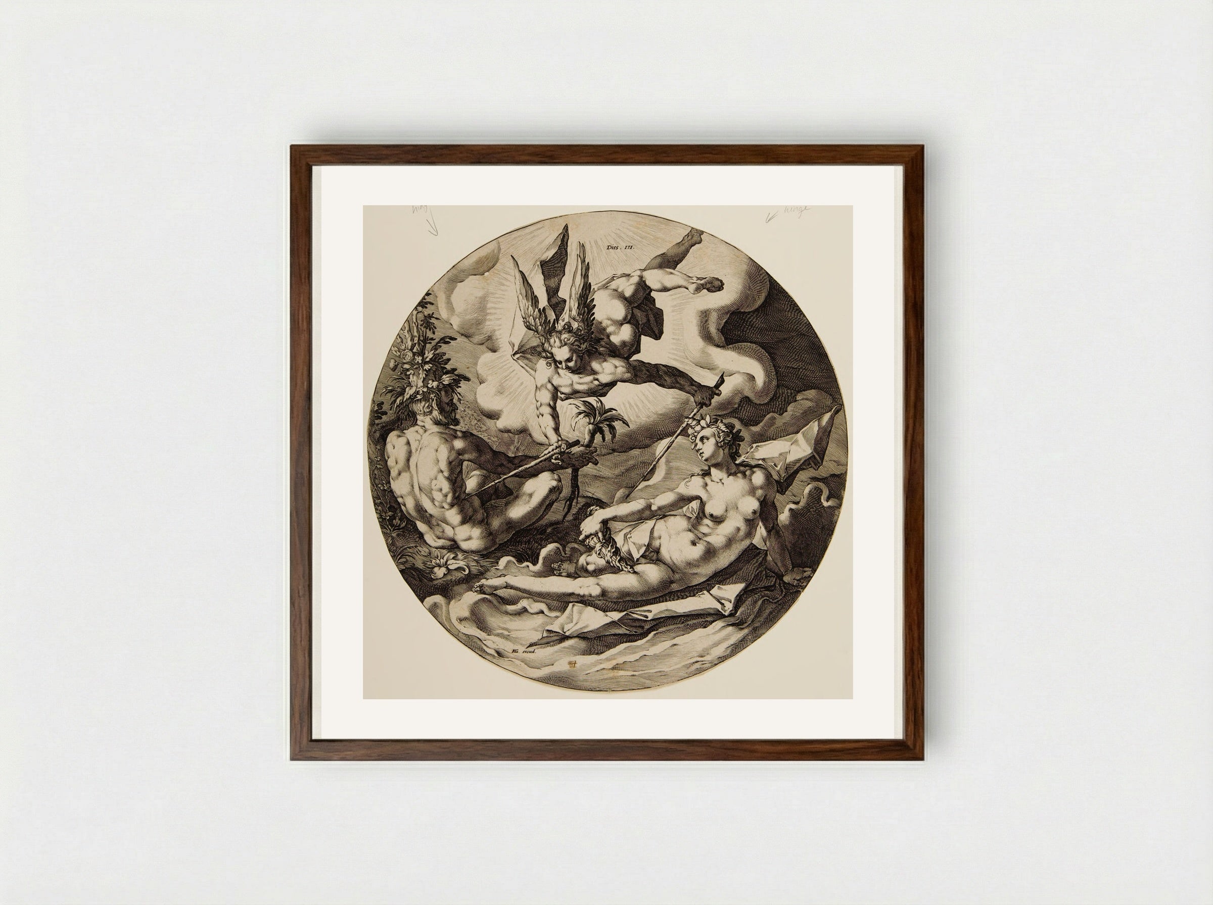 Third Day: The Separation of Land and Sea - Jan Harmensz. Muller - Framed Print Dark Wood