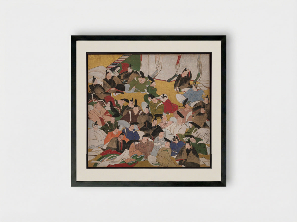 Thirty-Six Poetic Immortals - Tatebayashi Kagei - Framed Print Black