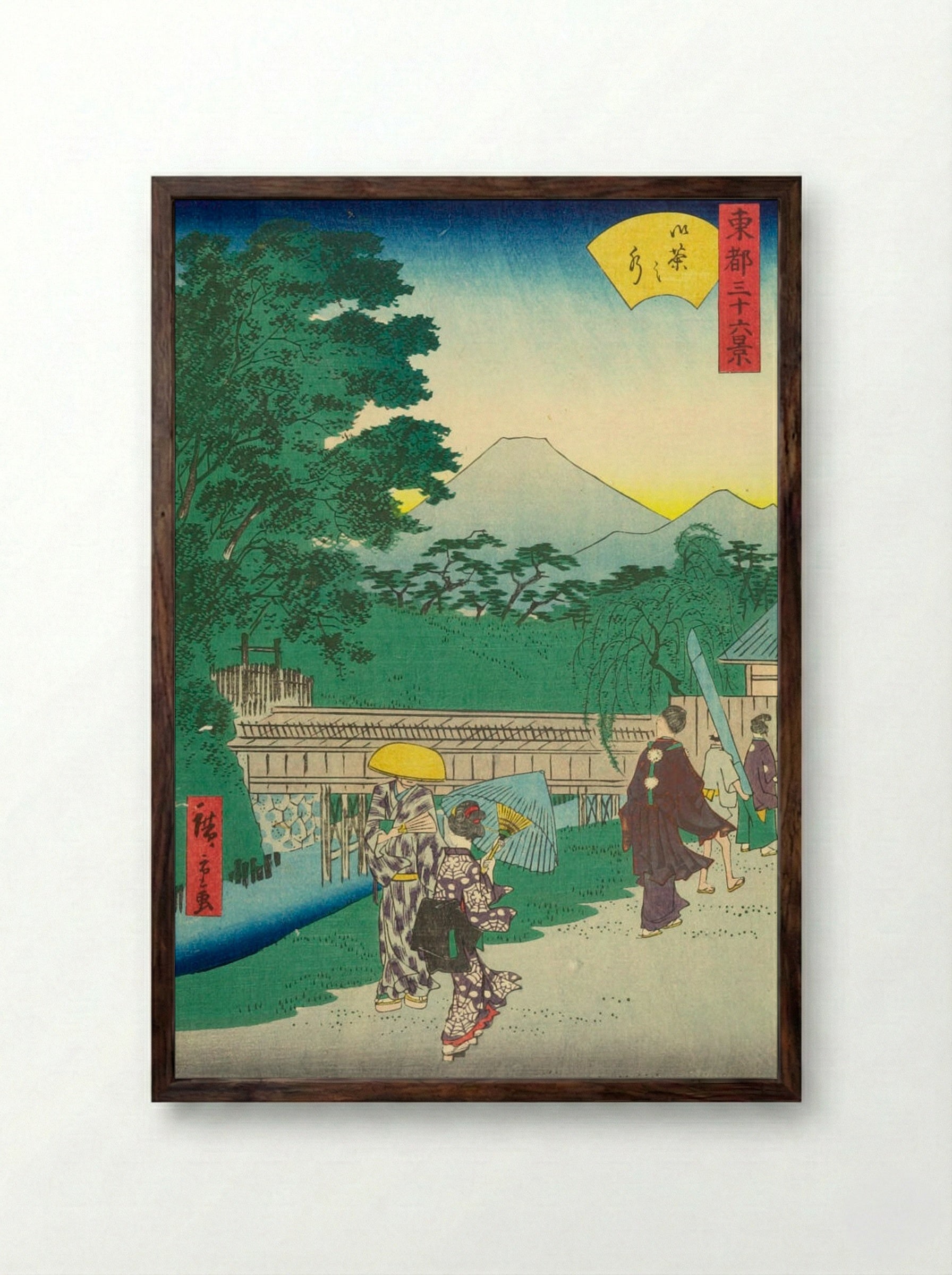 Thirty-Six Views of Yedo: Ochanomizu - Utagawa Hiroshige II - Framed Print Dark Wood