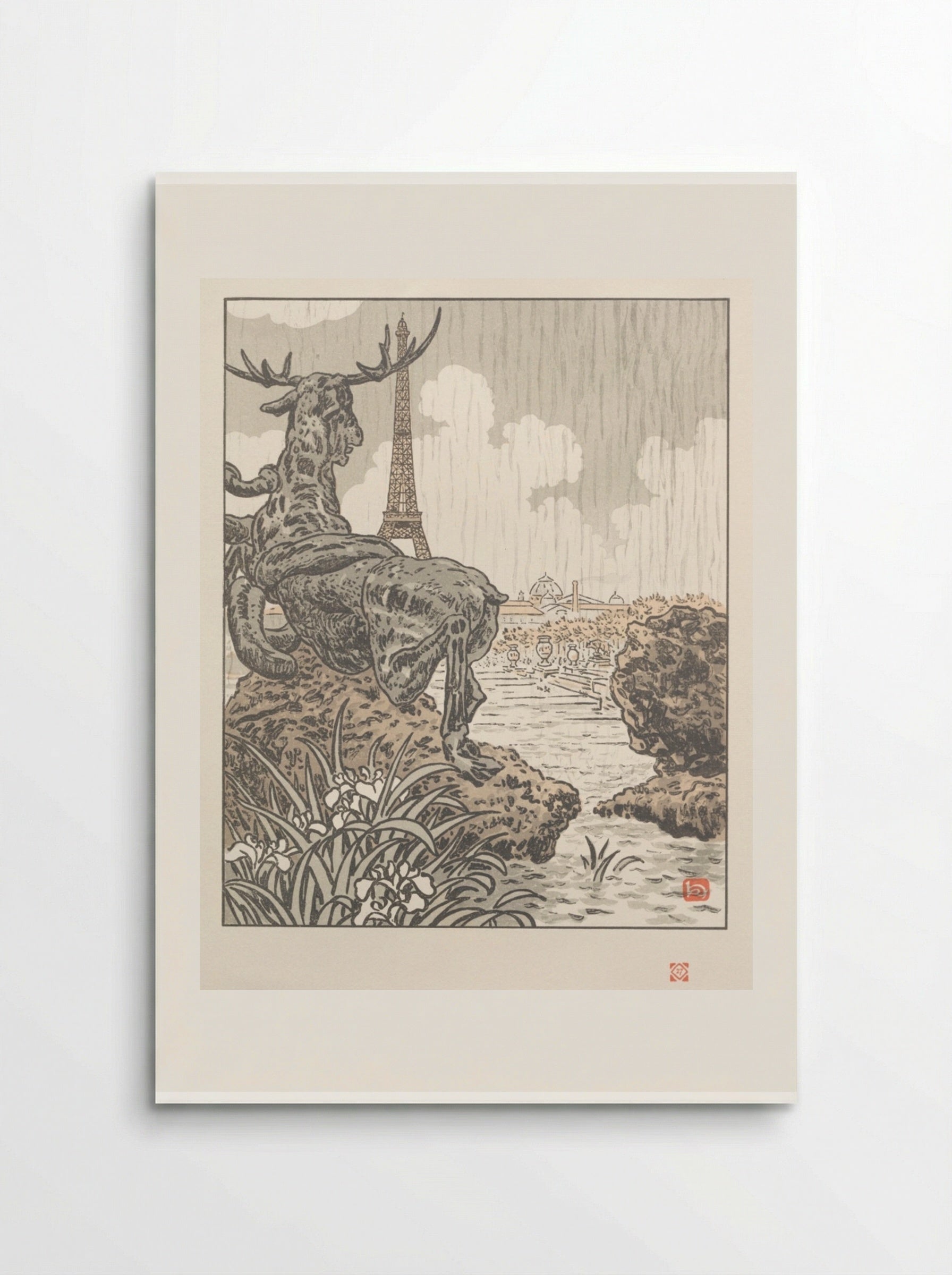 Thirty-Six Views of the Eiffel Tower: From Behind Frémiet's Elk (Trocadero) - Henri Rivière - Poster
