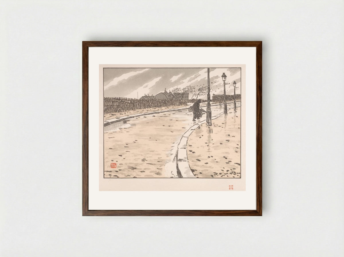 Thirty-Six Views of the Eiffel Tower: From Lamarck Street - Henri Rivière - Framed Print Dark Wood