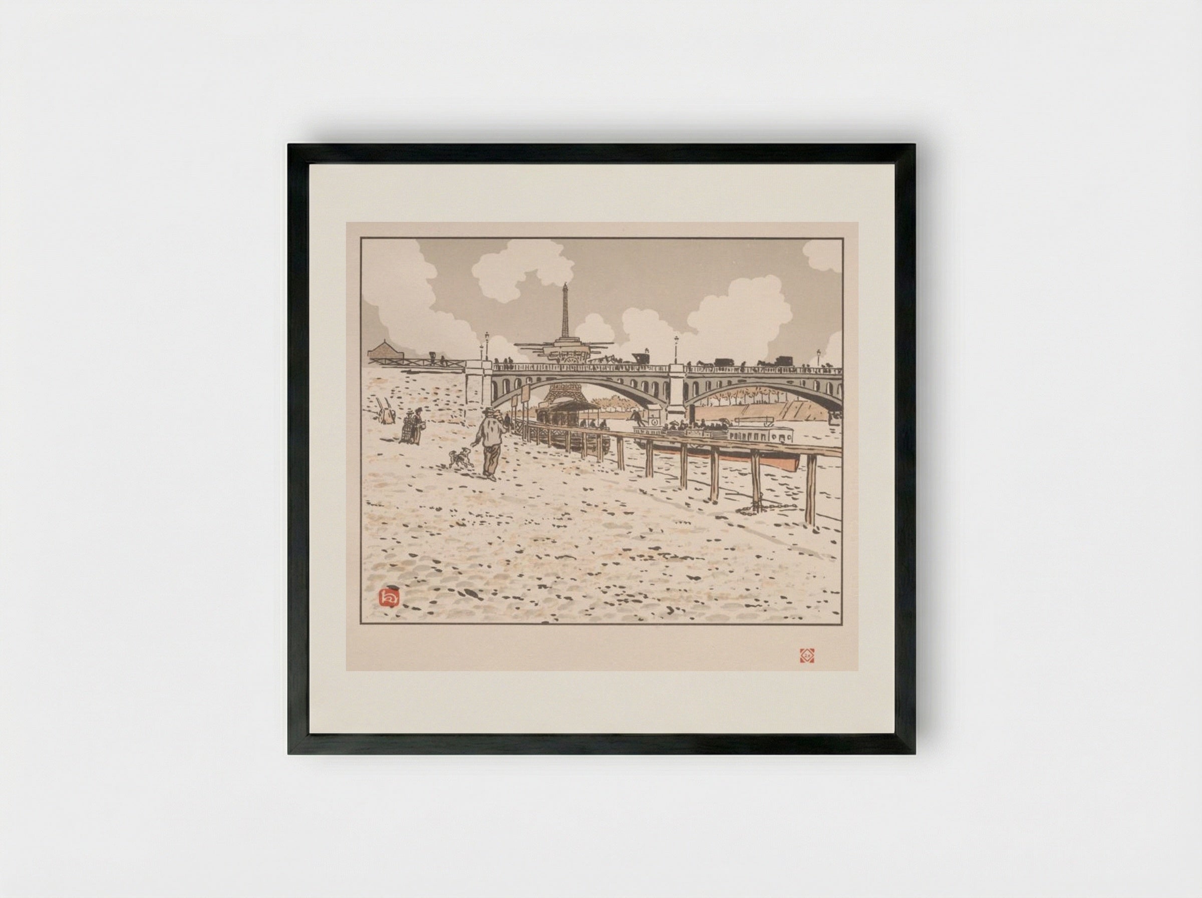 Thirty-Six Views of the Eiffel Tower: From the Grenelle Bridge - Henri Rivière - Framed Print Black