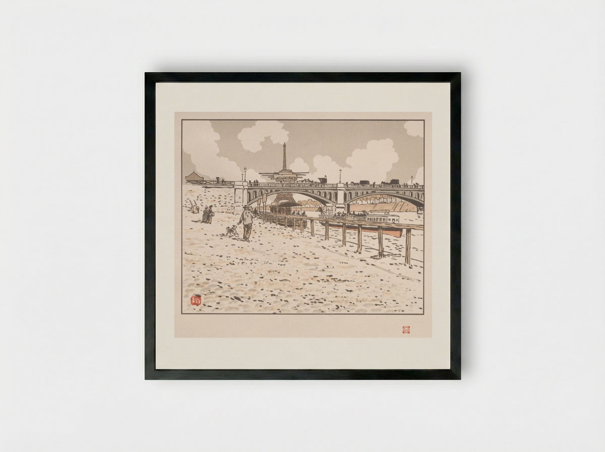 Thirty-Six Views of the Eiffel Tower: From the Grenelle Bridge - Henri Rivière - Framed Print Black