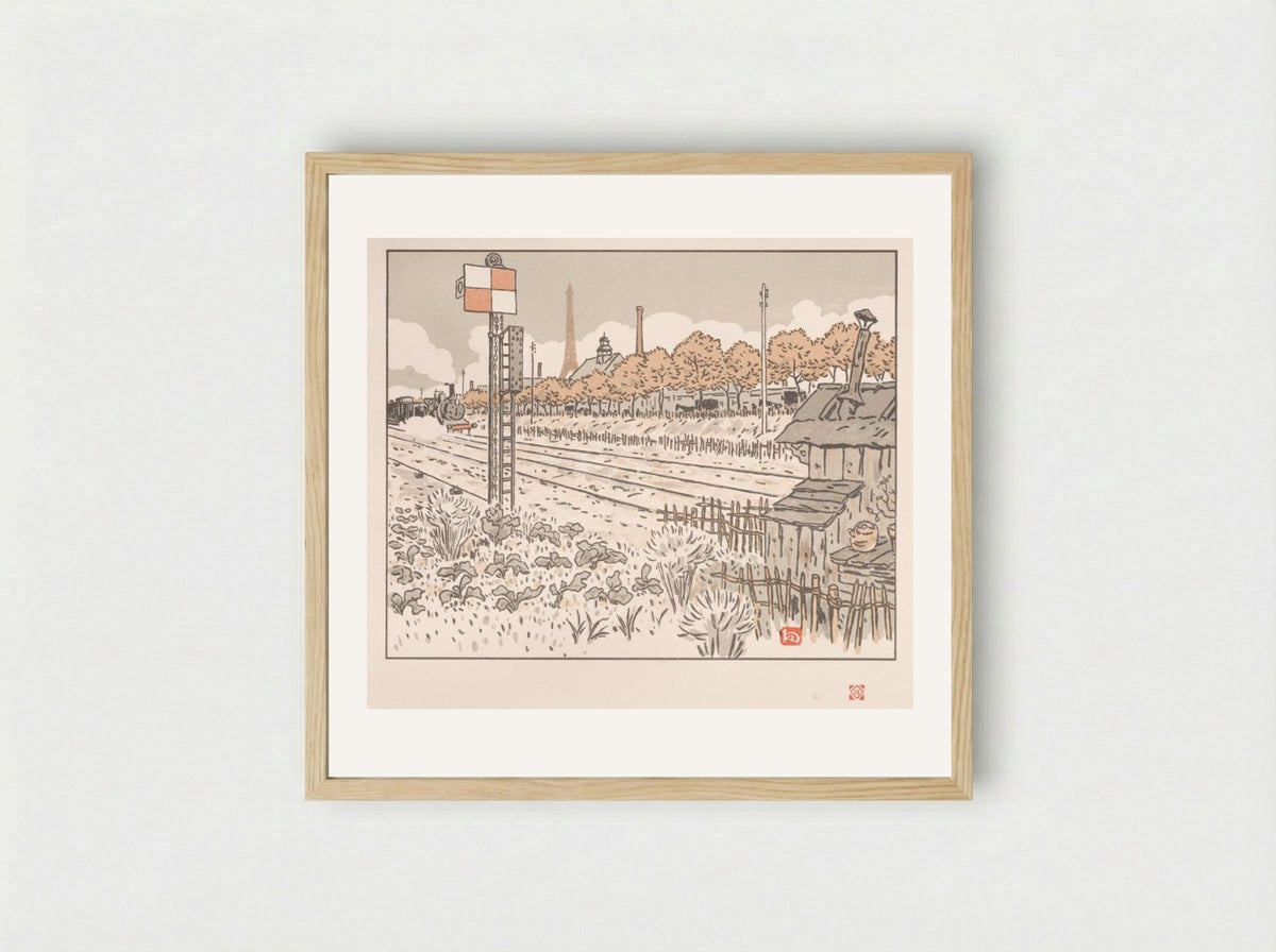 Thirty-Six Views of the Eiffel Tower: From the Quai de Javel (Switchman's Shanty) - Henri Rivière - Framed Print Wood
