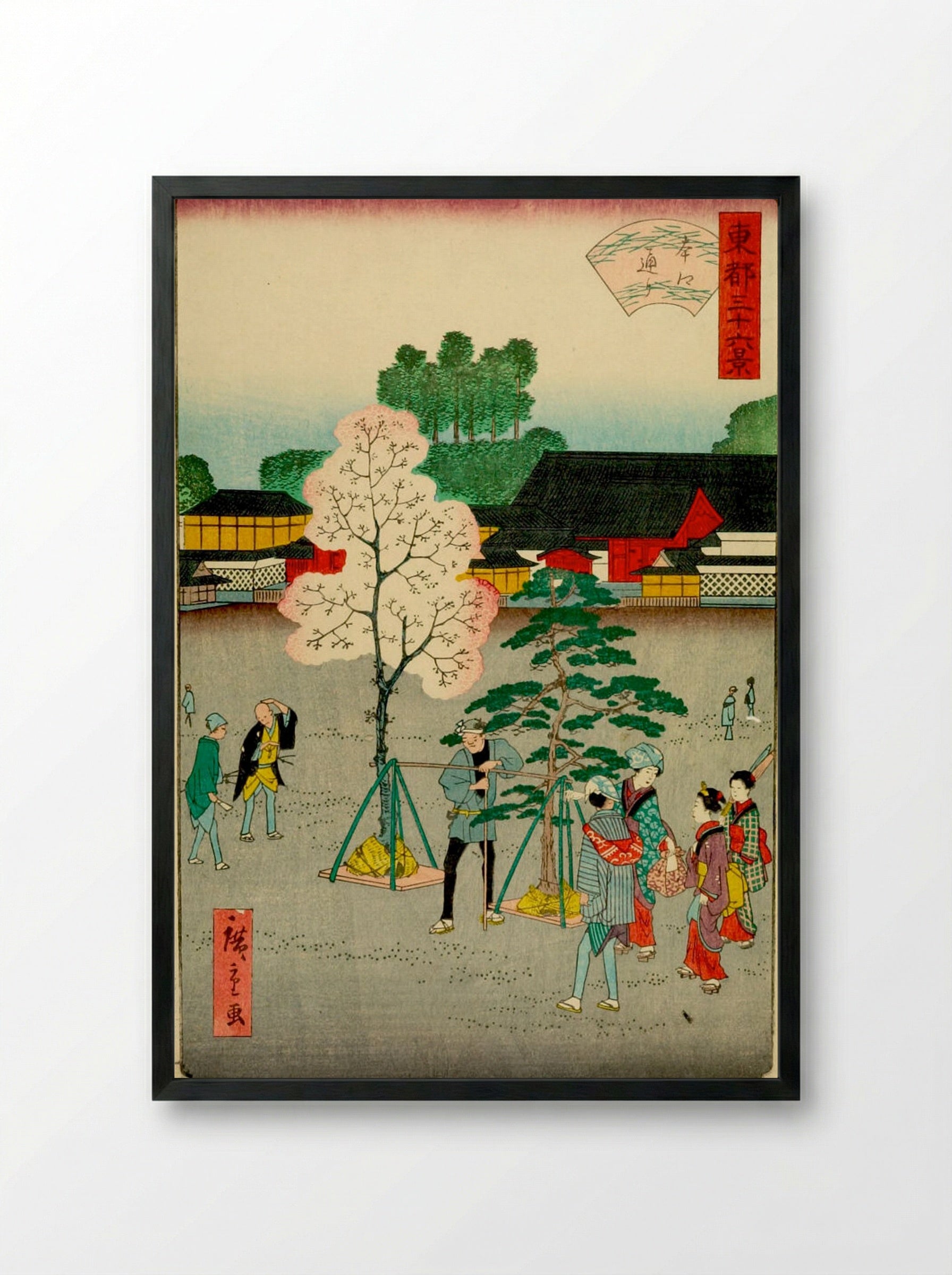 Thirty-six Views of Fuji, Motoguchidori - Utagawa Hiroshige II - Framed Print Black