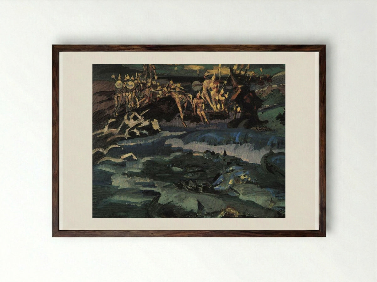 Thirty-three Knights - Mikhail Vrubel - Framed Print Dark Wood