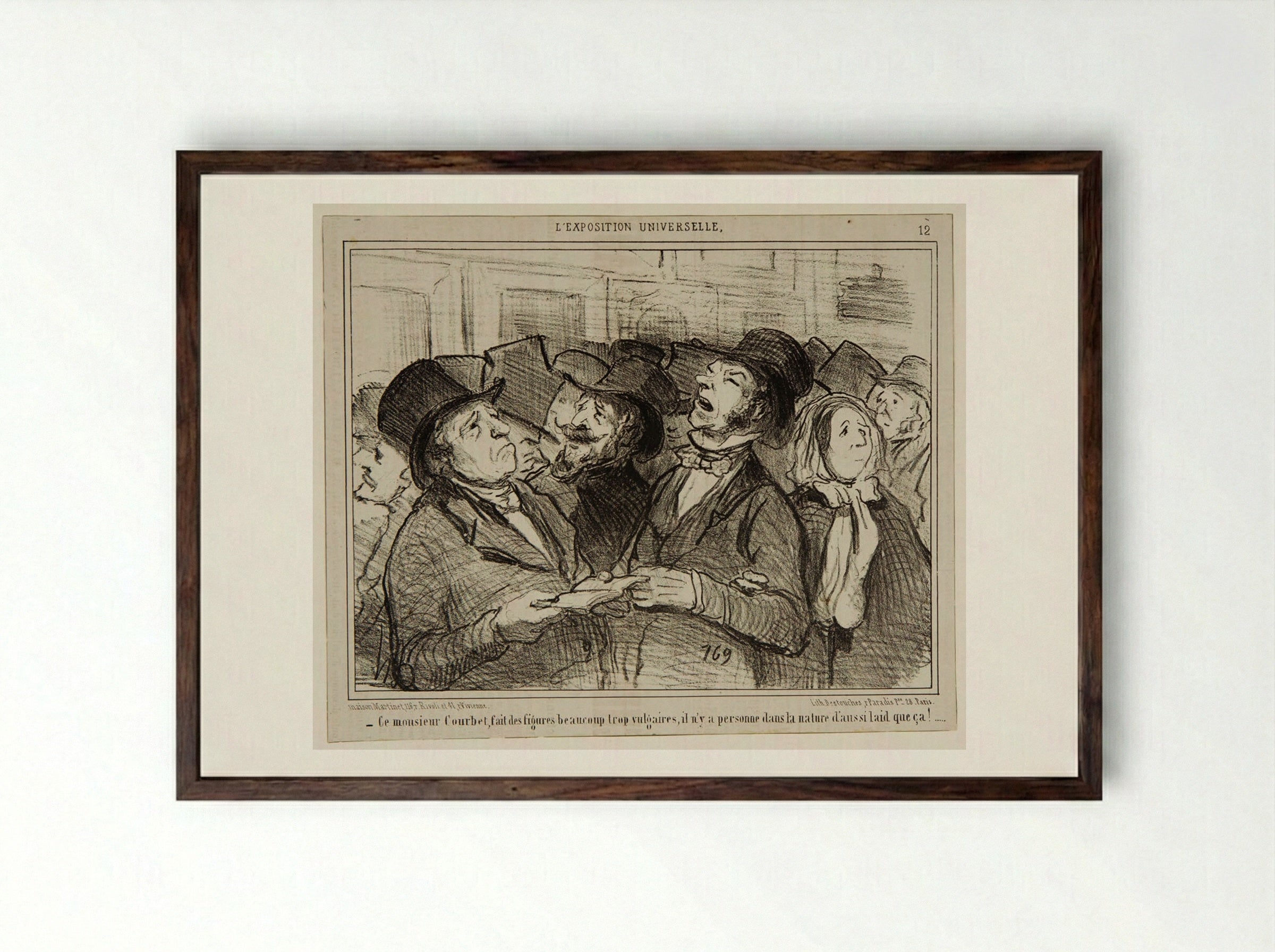 This Mr. Courbet does much too vulgar figures, there's no one in nature as ugly as that! - Honoré-Victorin Daumier - Framed Print Dark Wood