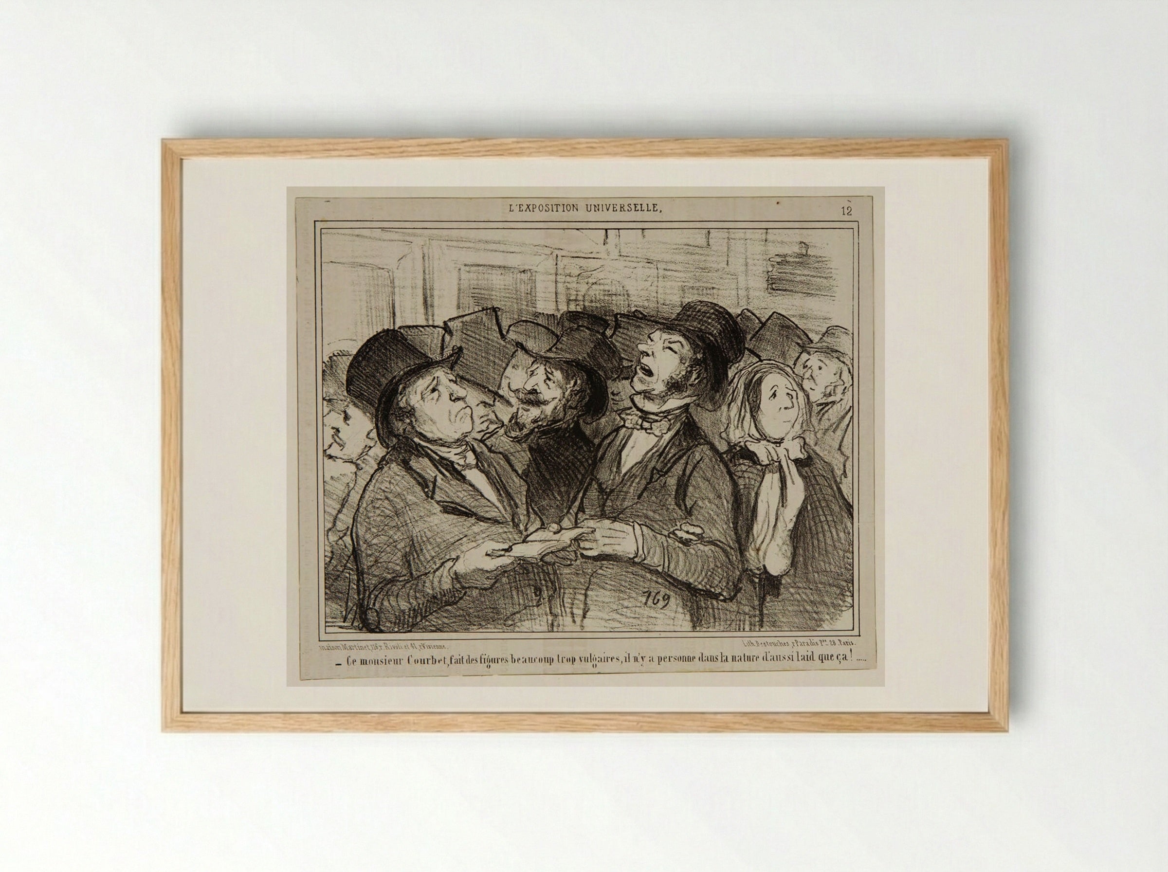 This Mr. Courbet does much too vulgar figures, there's no one in nature as ugly as that! - Honoré-Victorin Daumier - Framed Print Wood