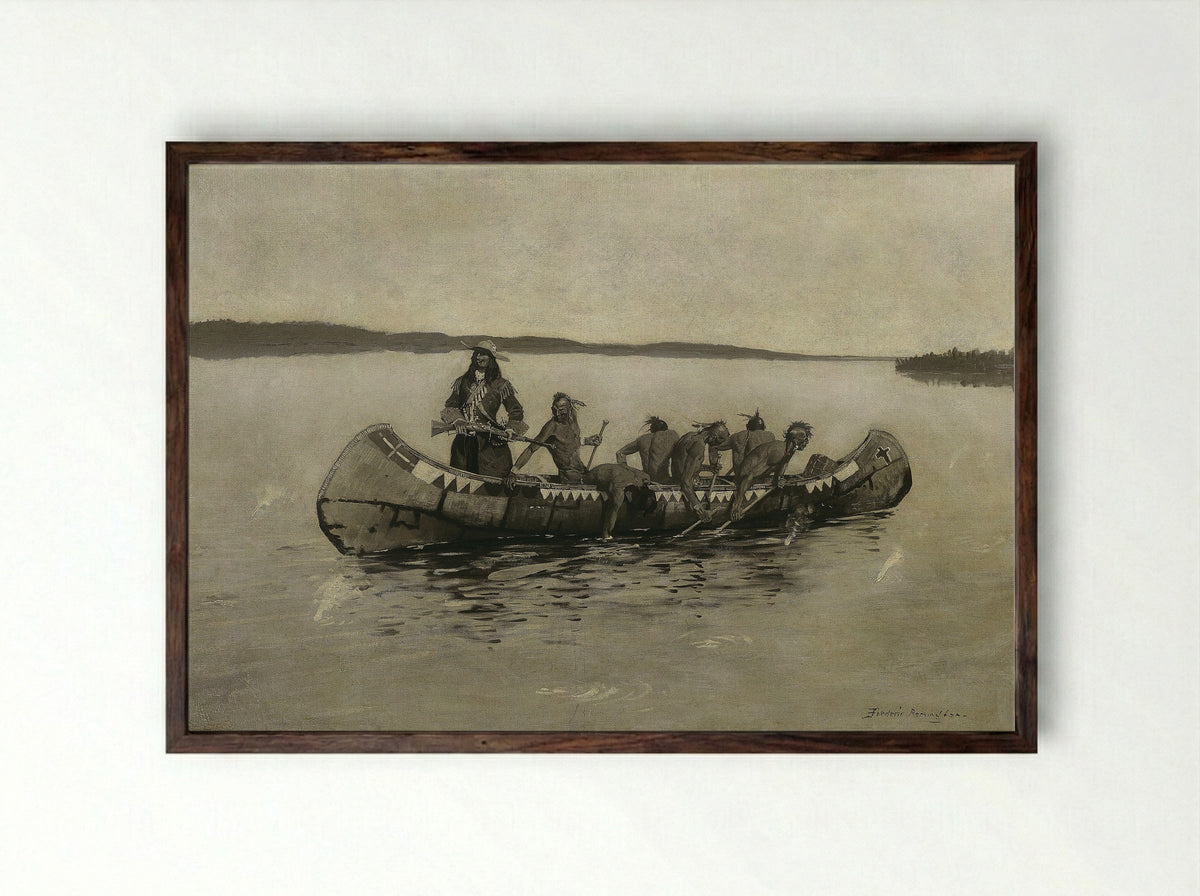 This Was a Fatal Embarkation - Frederic Remington - Framed Print Dark Wood