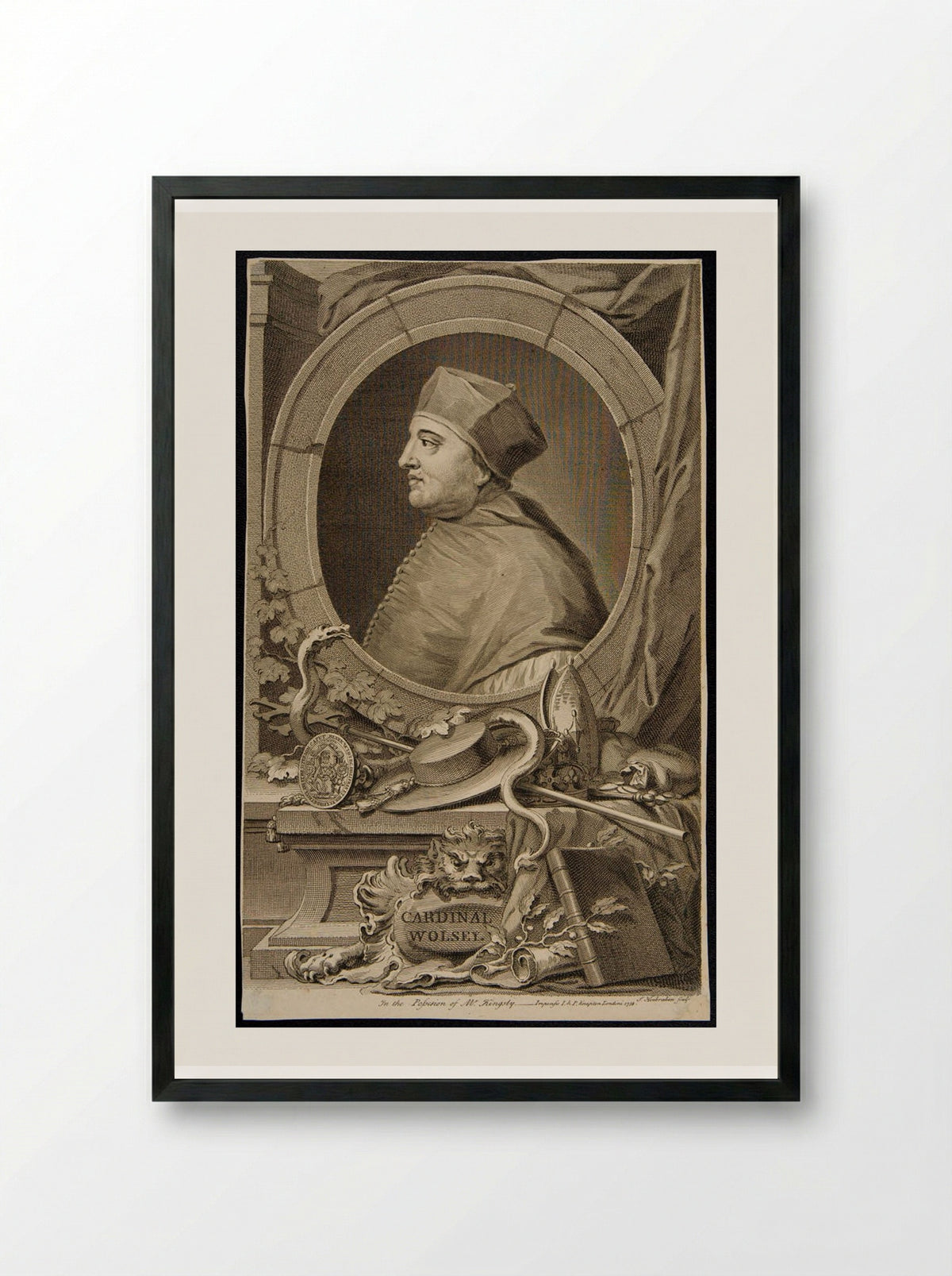 Thomas, Cardinal Wolsey - Jacobus Houbraken - Framed Print Black