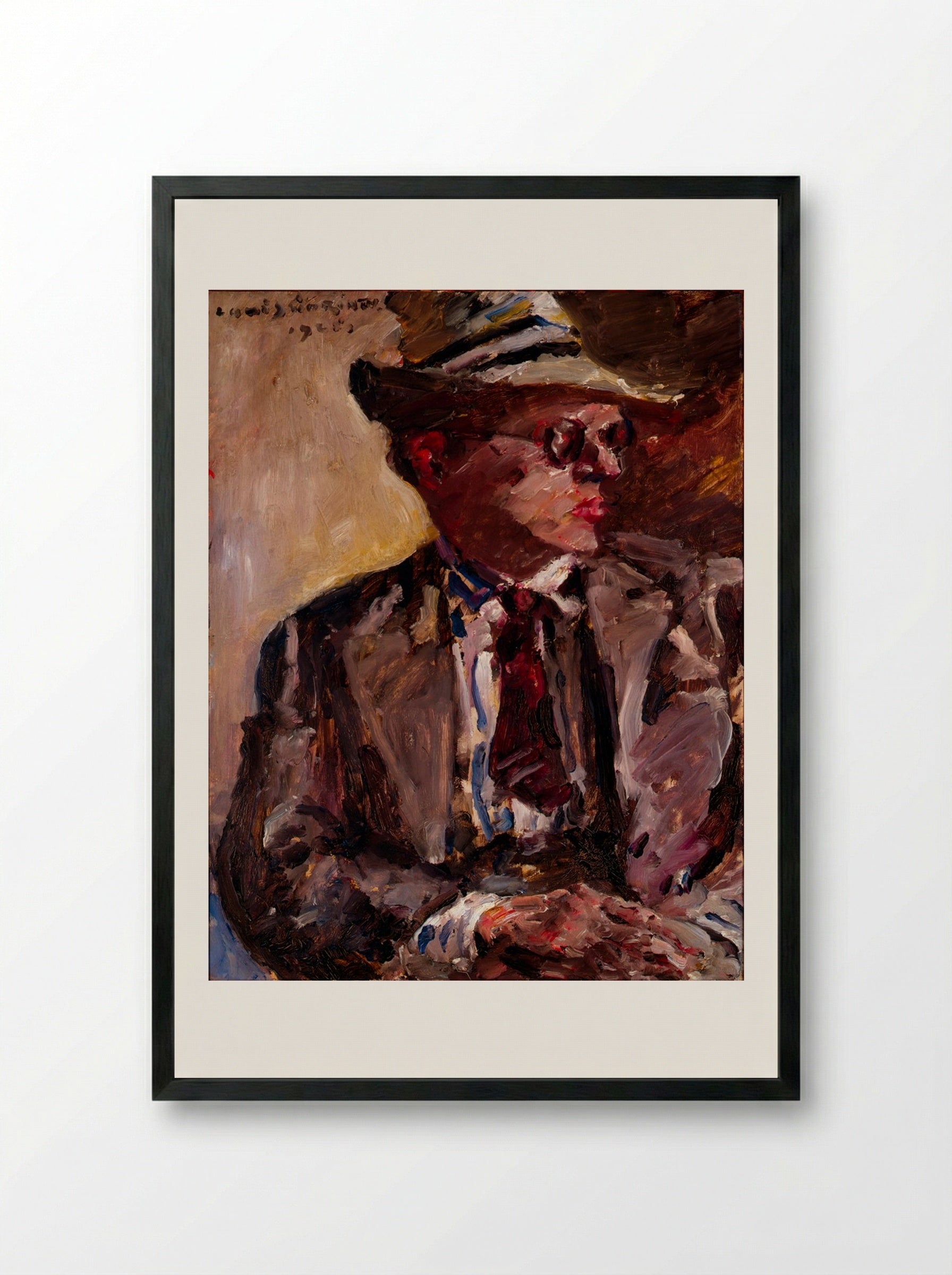 Thomas Corinth with Straw Hat - Lovis Corinth - Framed Print Black