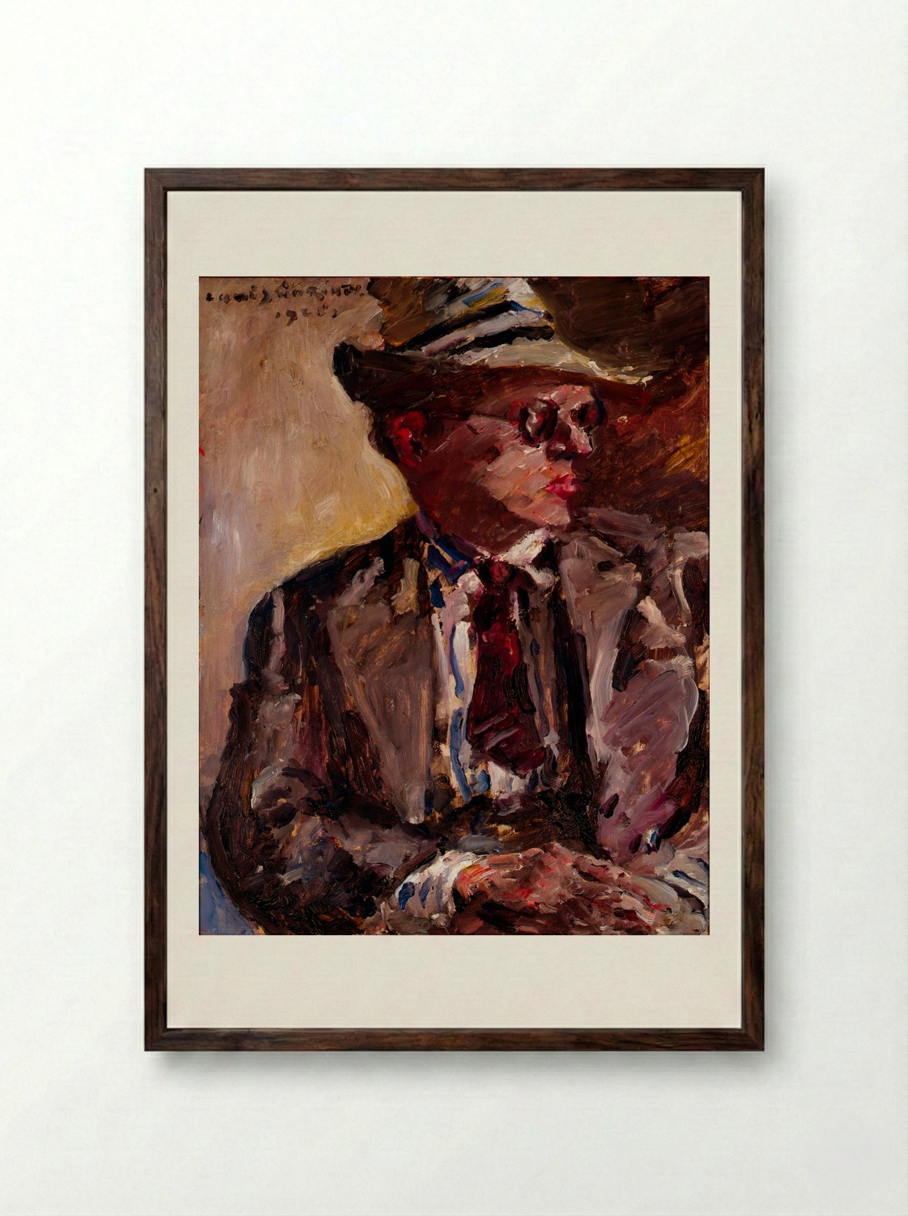 Thomas Corinth with Straw Hat - Lovis Corinth - Framed Print Dark Wood
