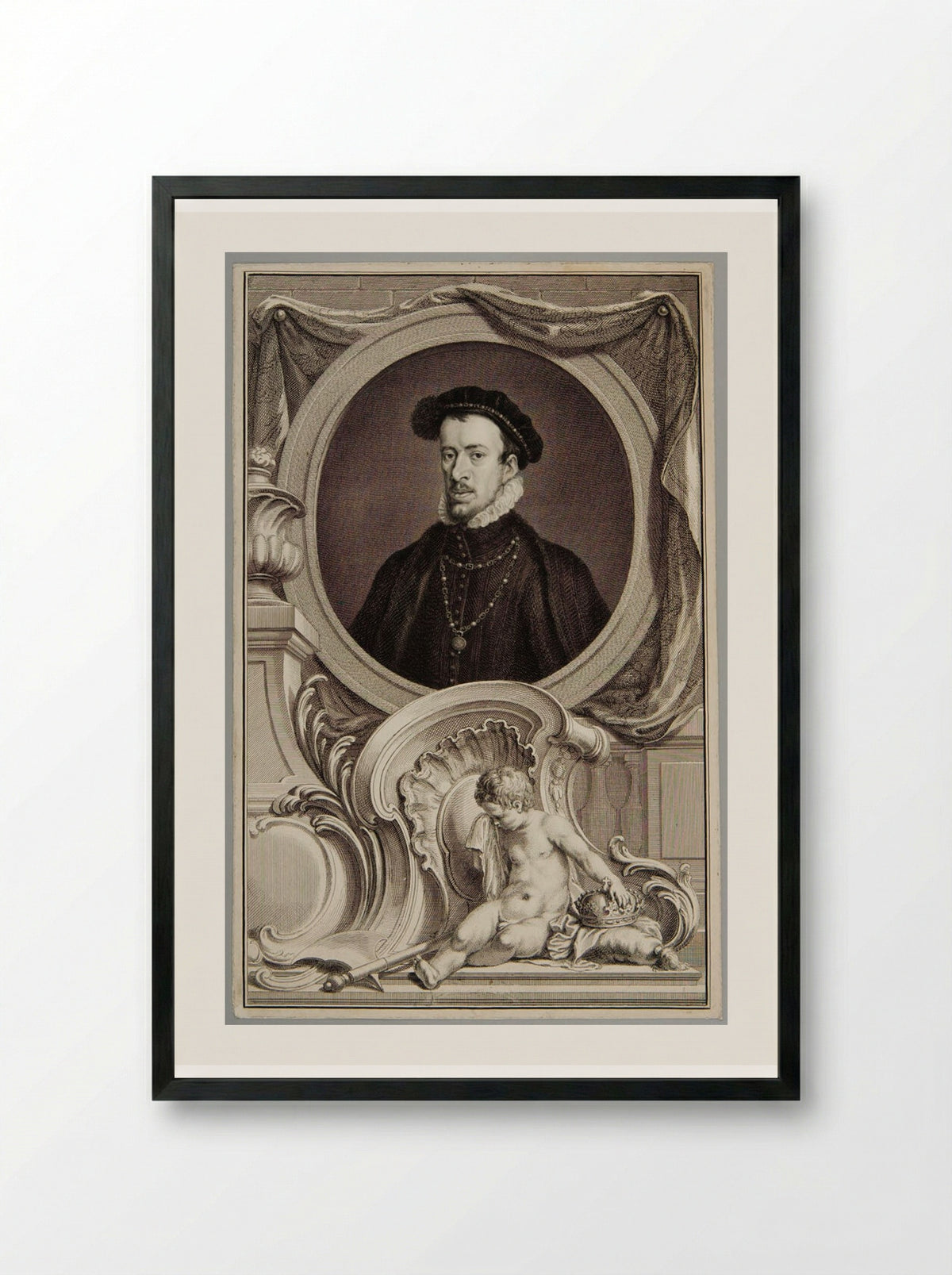 Thomas Howard, 4th Duke of Norfolk - Jacobus Houbraken - Framed Print Black