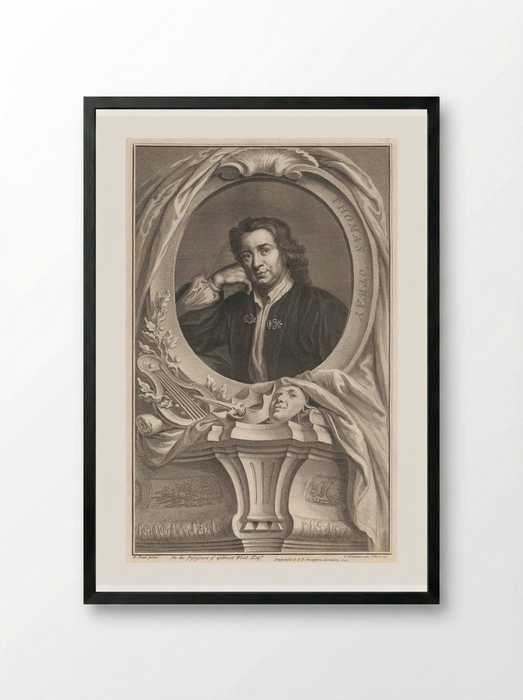 Thomas Otway - Jacobus Houbraken - Framed Print Black