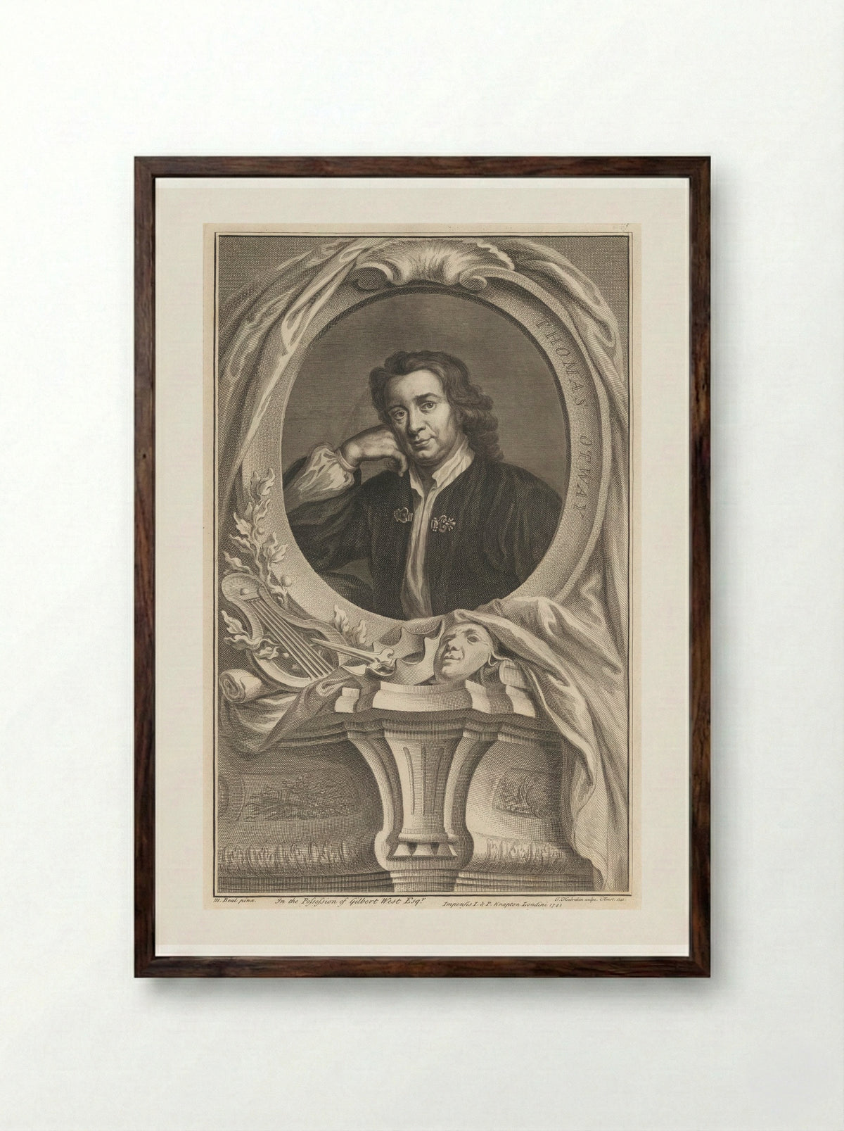 Thomas Otway - Jacobus Houbraken - Framed Print Dark Wood